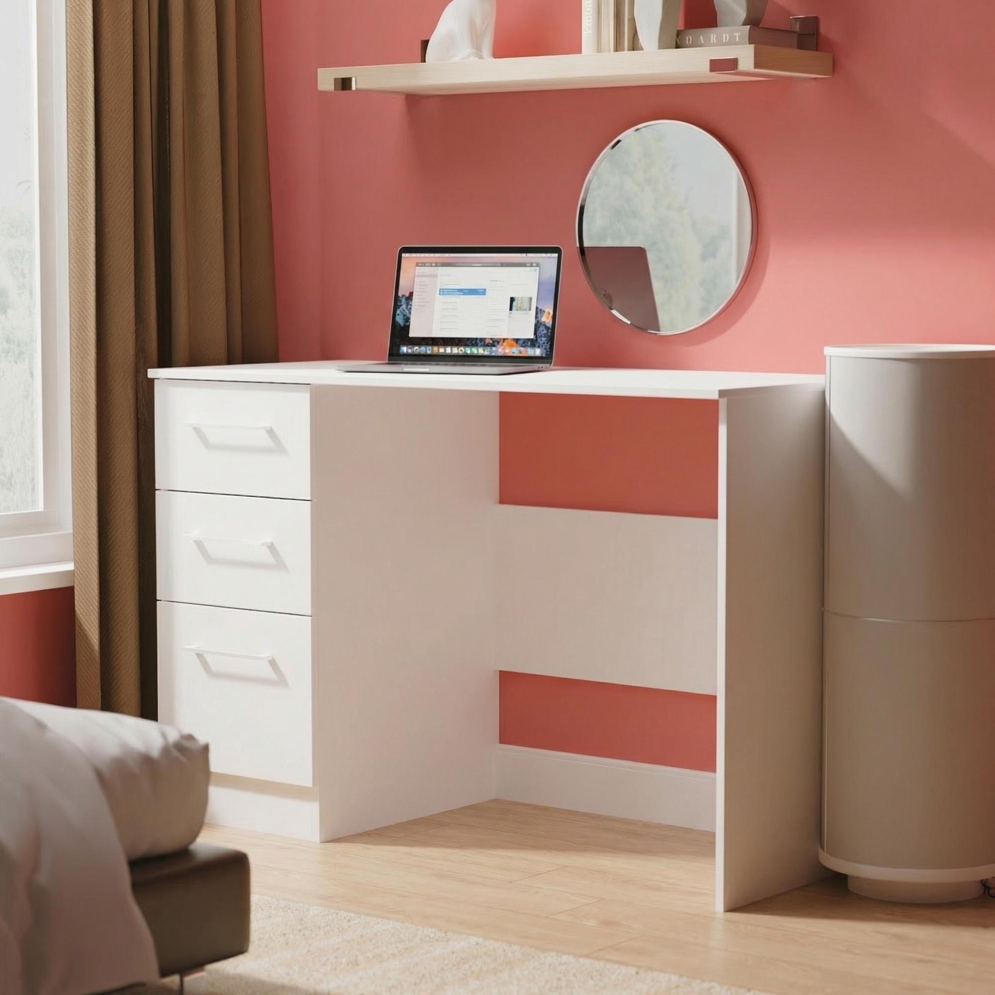 Worcester Desk - 3 Drawer - White