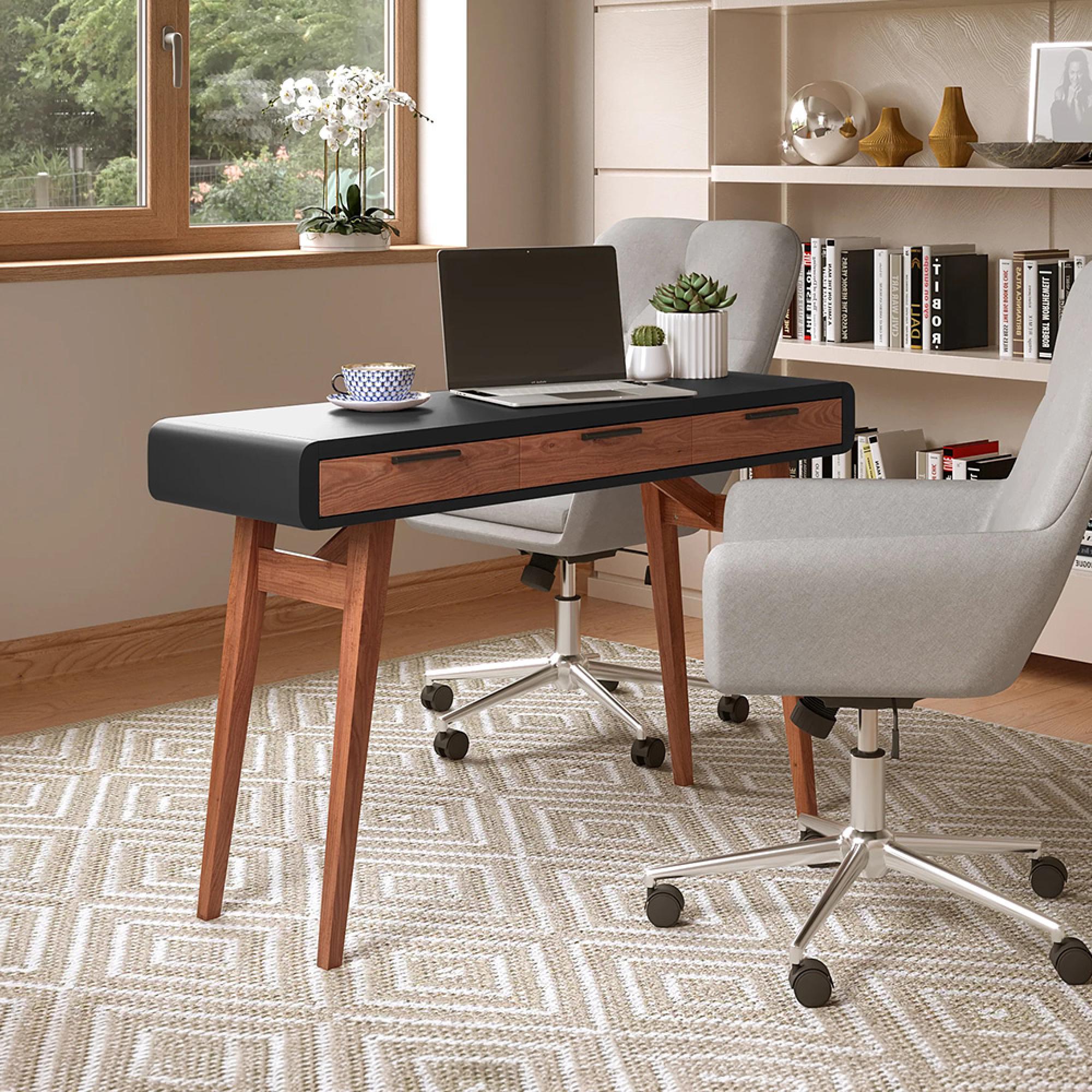 Pevensey Study Desk - Black & Oak - AW3150