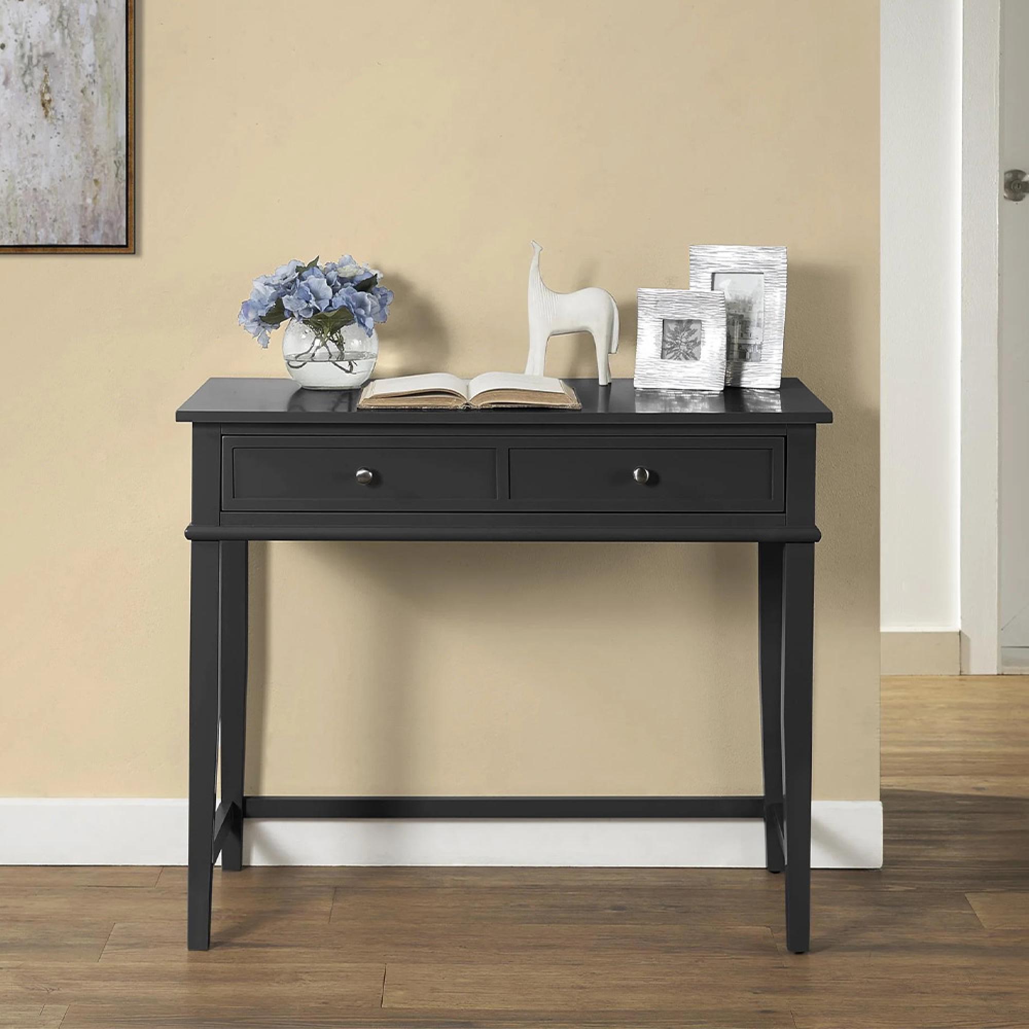 Franklin Writing Desk - Painted - 2 Drawer - Black - 7919872COMUK