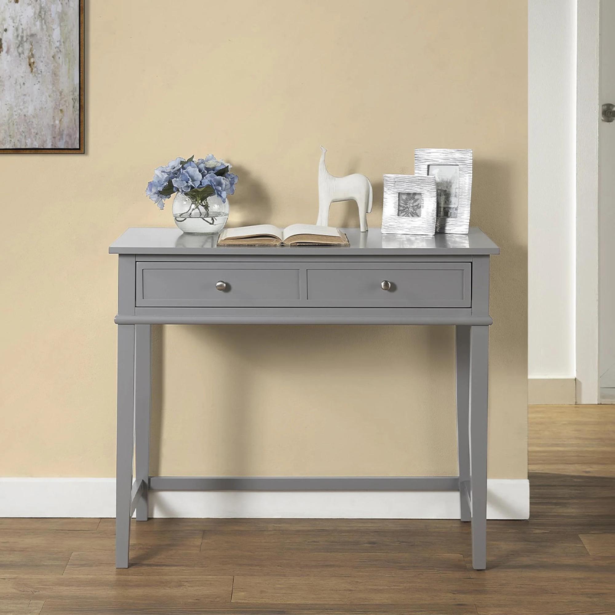 Franklin Writing Desk - Painted - 2 Drawer - Grey - 7919815COMUK
