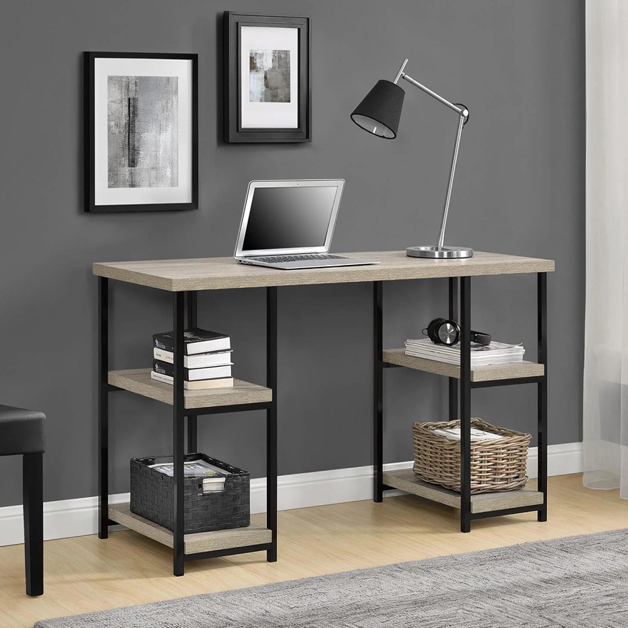 Elmwood Desk - Double Pedestal - Distressed Grey Oak - 9832096PCOMUK