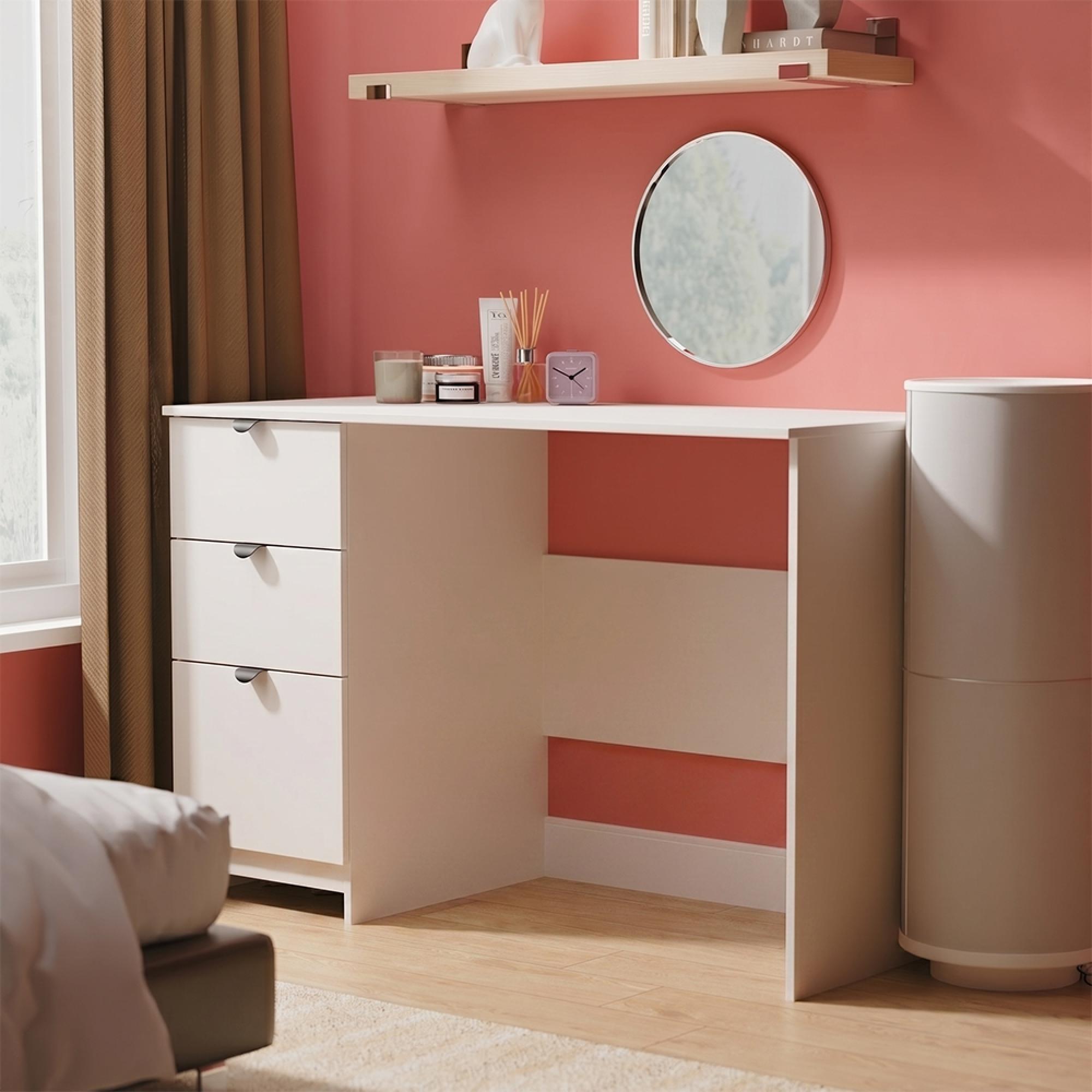 Bora Desk - 3 Drawer - Open Shelf - Kashmir Matt