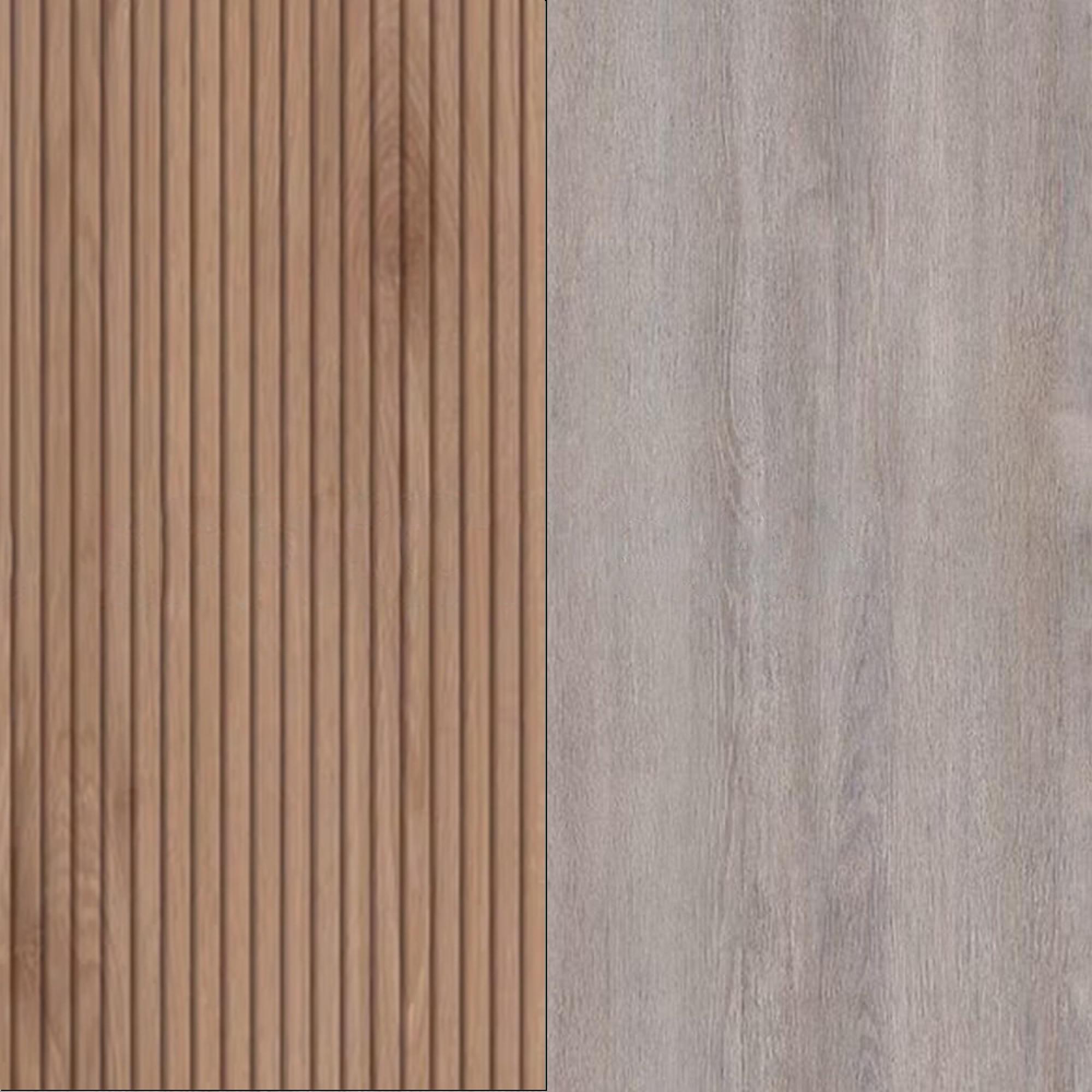 Slatted Effect Front and Grey Oak Base