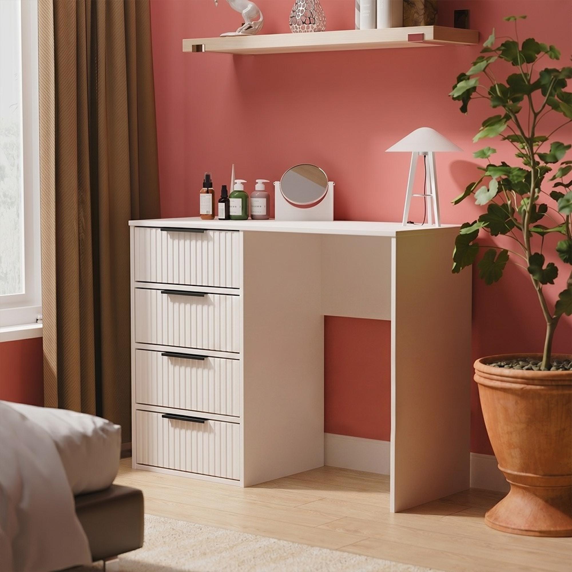 Fluted Desk - 4 Drawer - Kashmir Matt