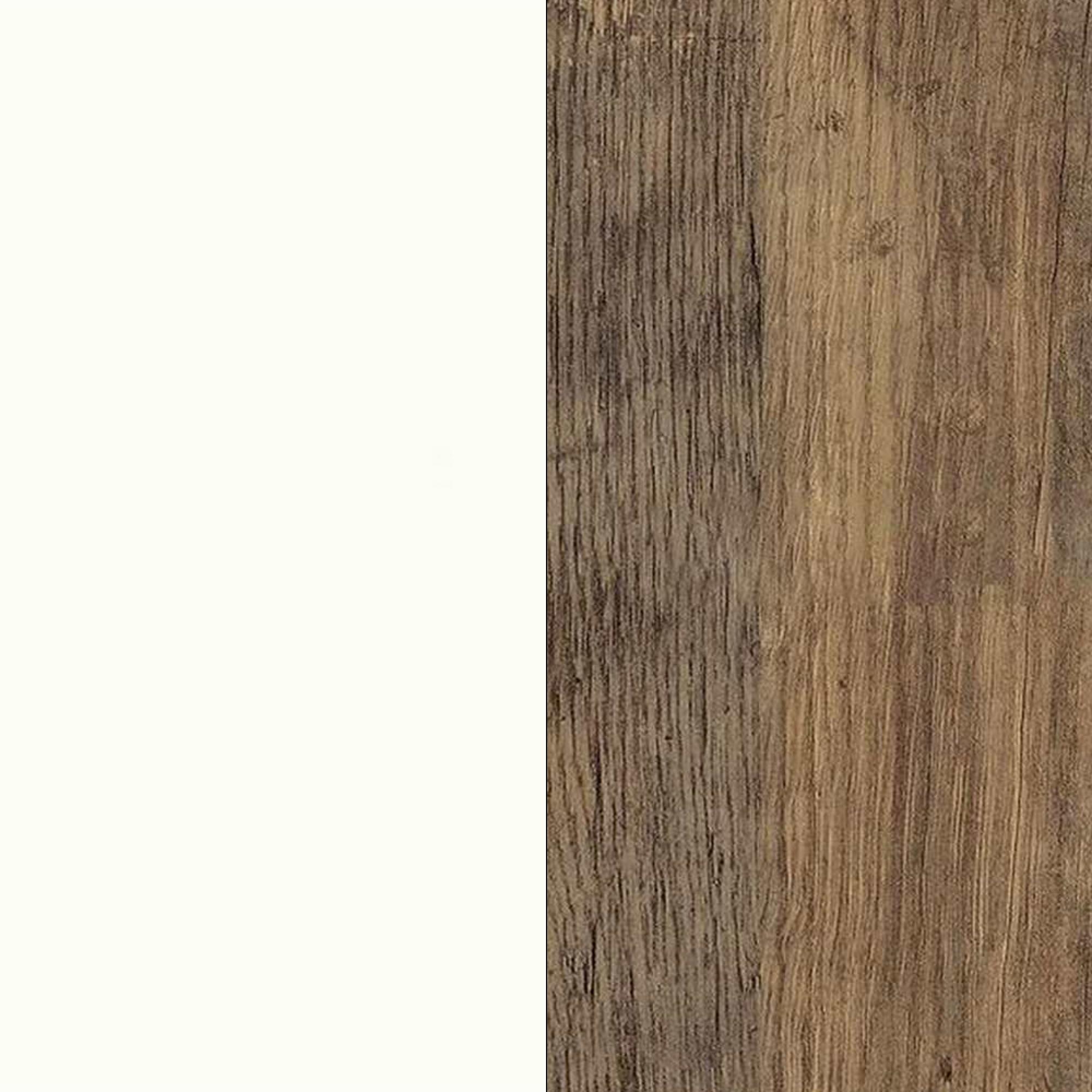 White Matt Front and Vintage Oak Base