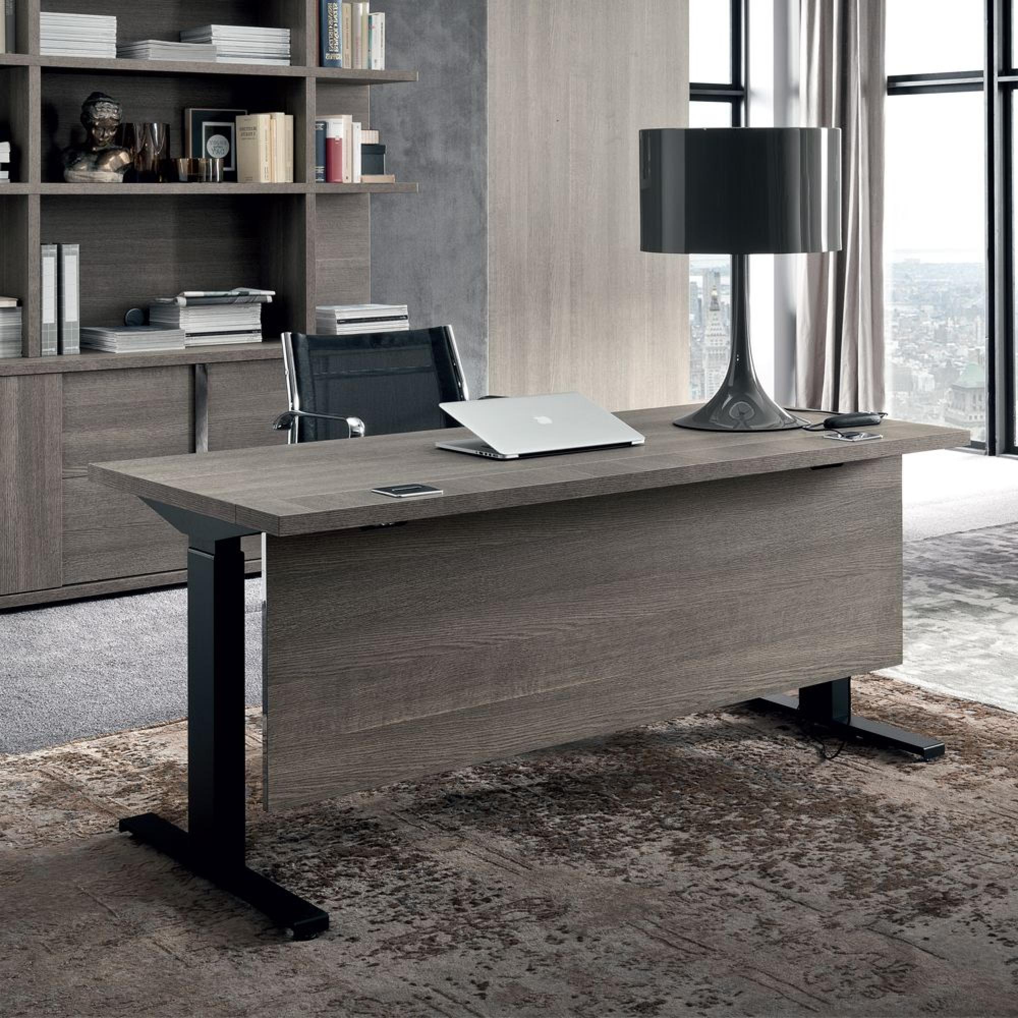 Tivoli Left Desk with Modesty - Grey Wood