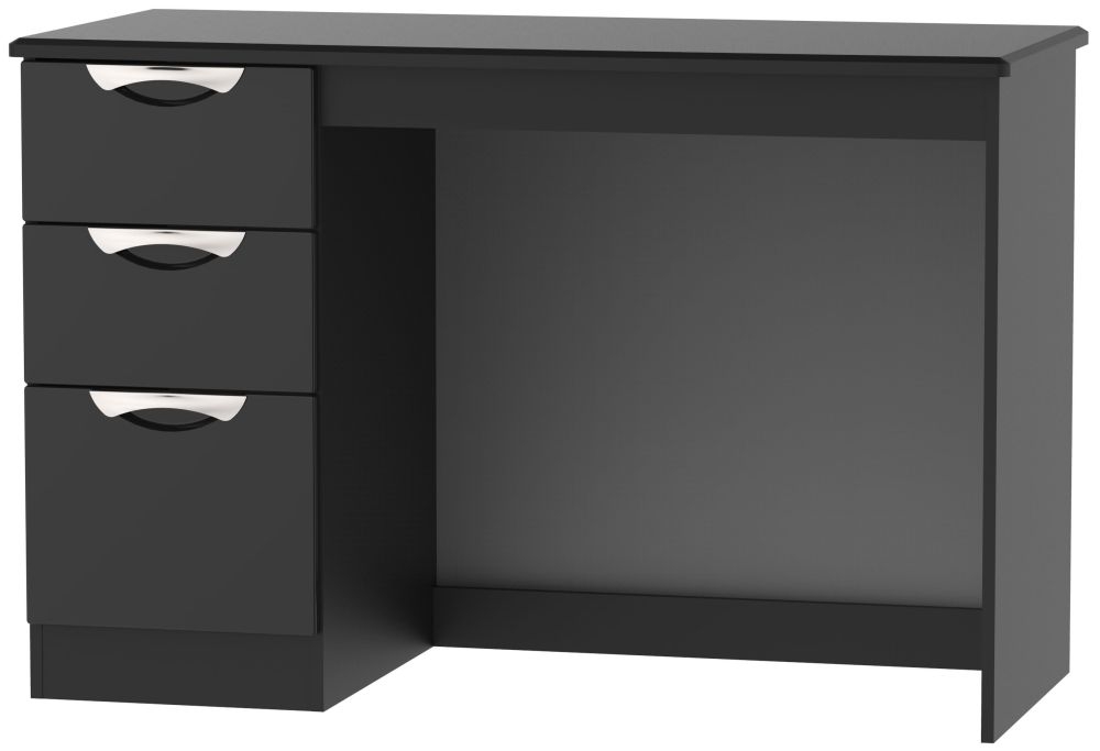 Camden Desk - 3 Drawer - Black Gloss