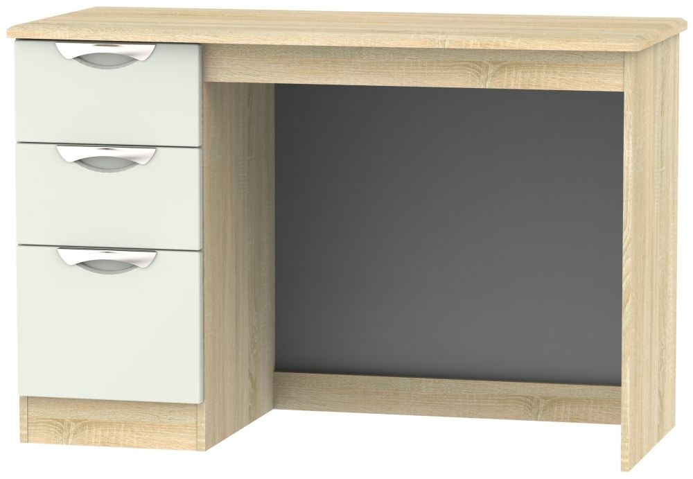 Camden Desk - 3 Drawer - Gloss Cashmere and Oak