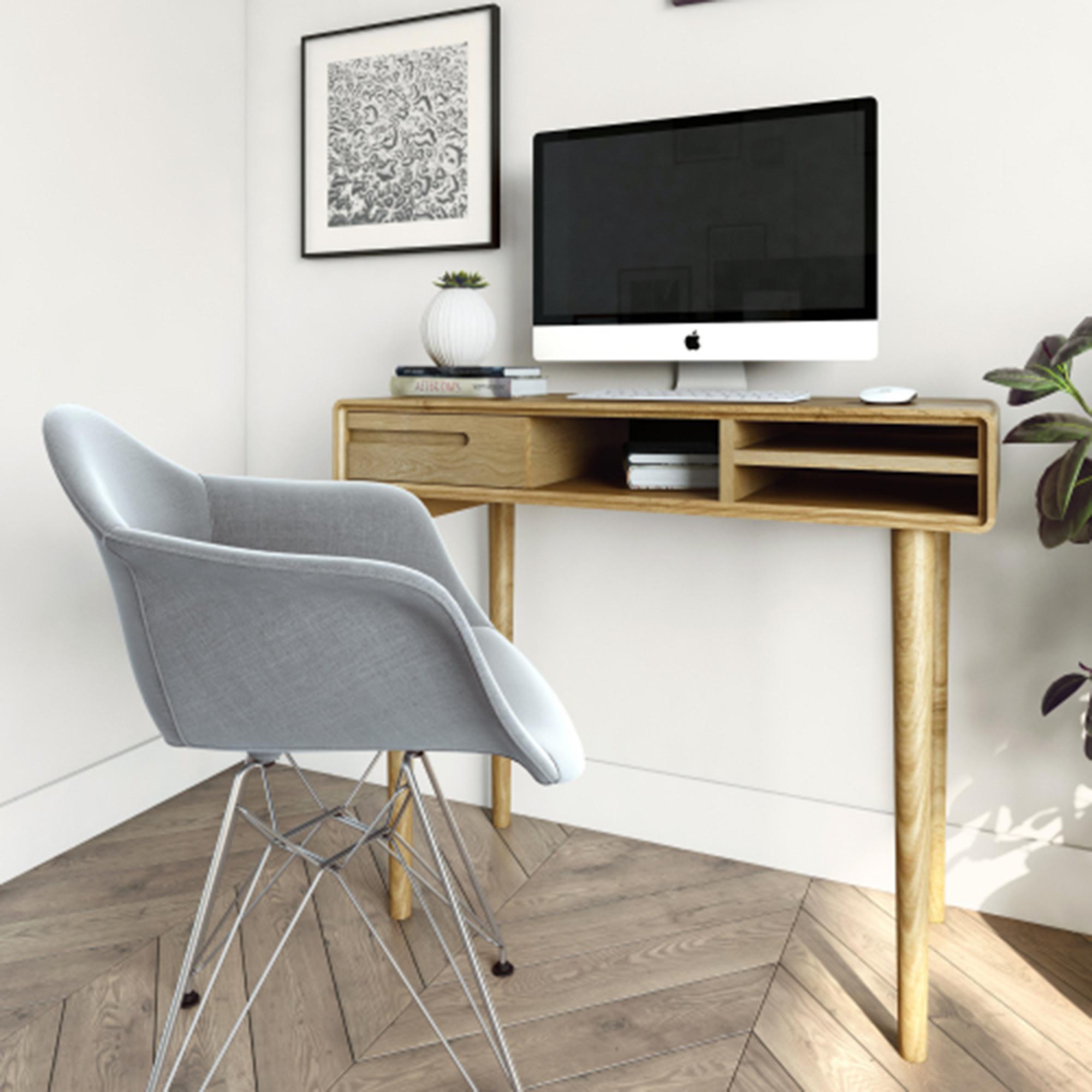 Scandic Computer Desk - 1 Drawer - Oak