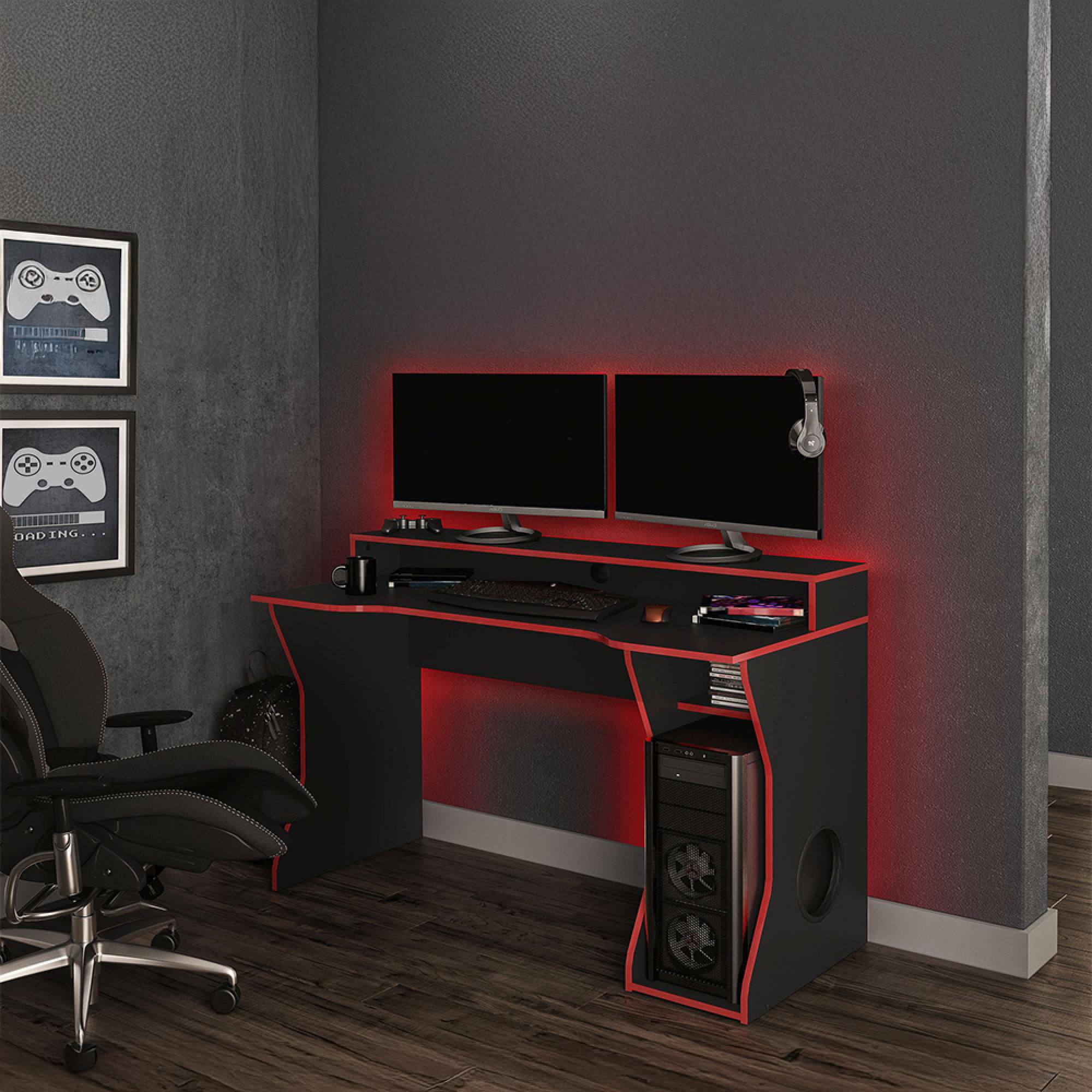 Enzo Gaming Desk - Black and Red