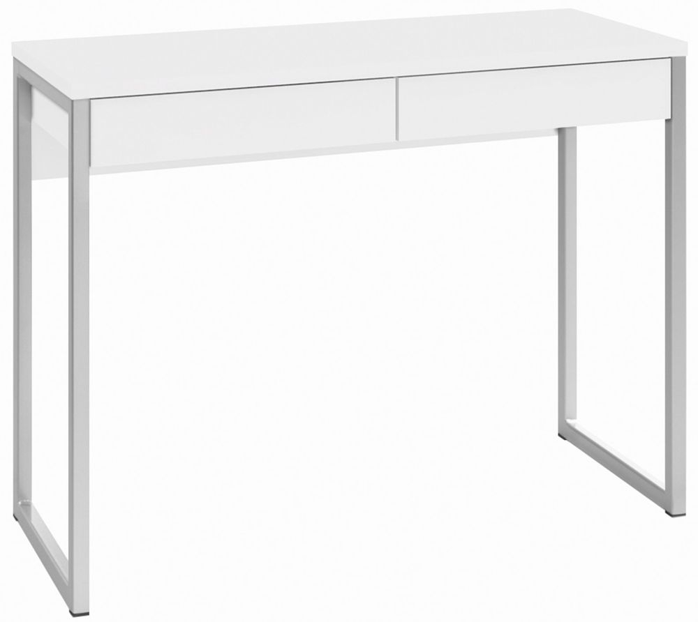 Function Plus Desk - 2 Drawer - White Gloss