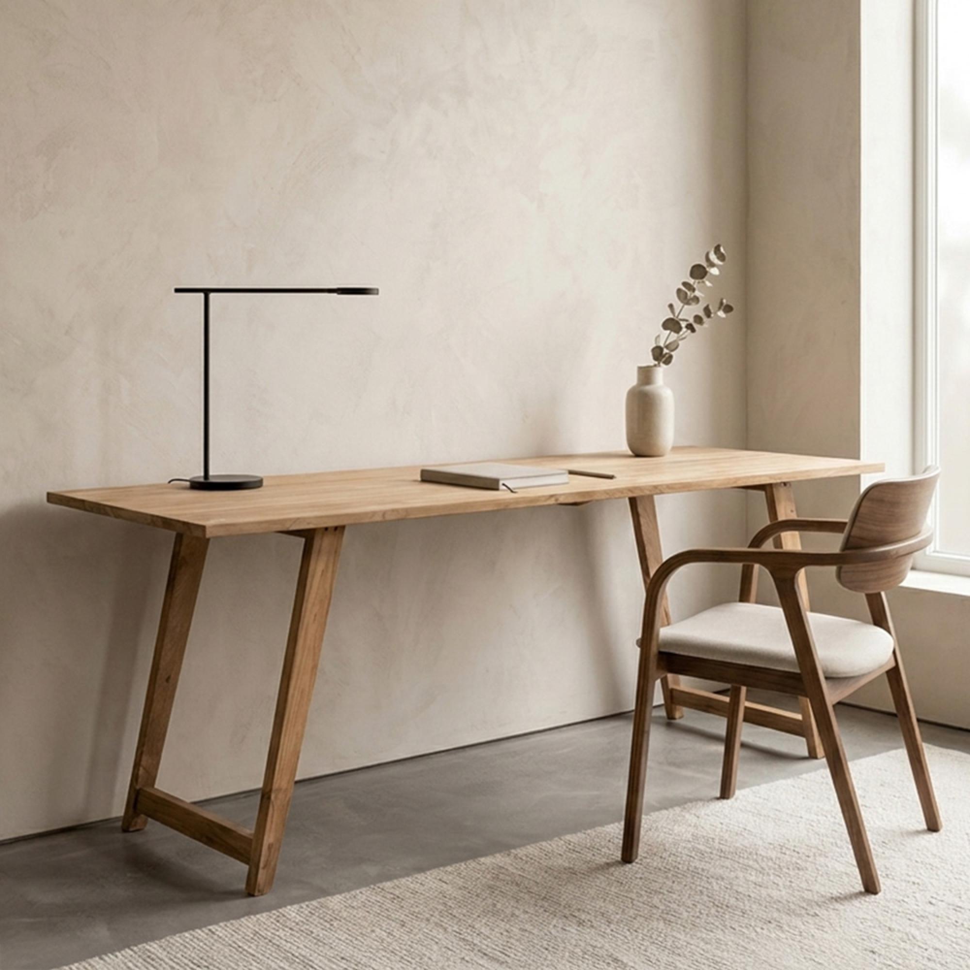 Graz Trestle Desk - Natural - Recycled Teak Wood