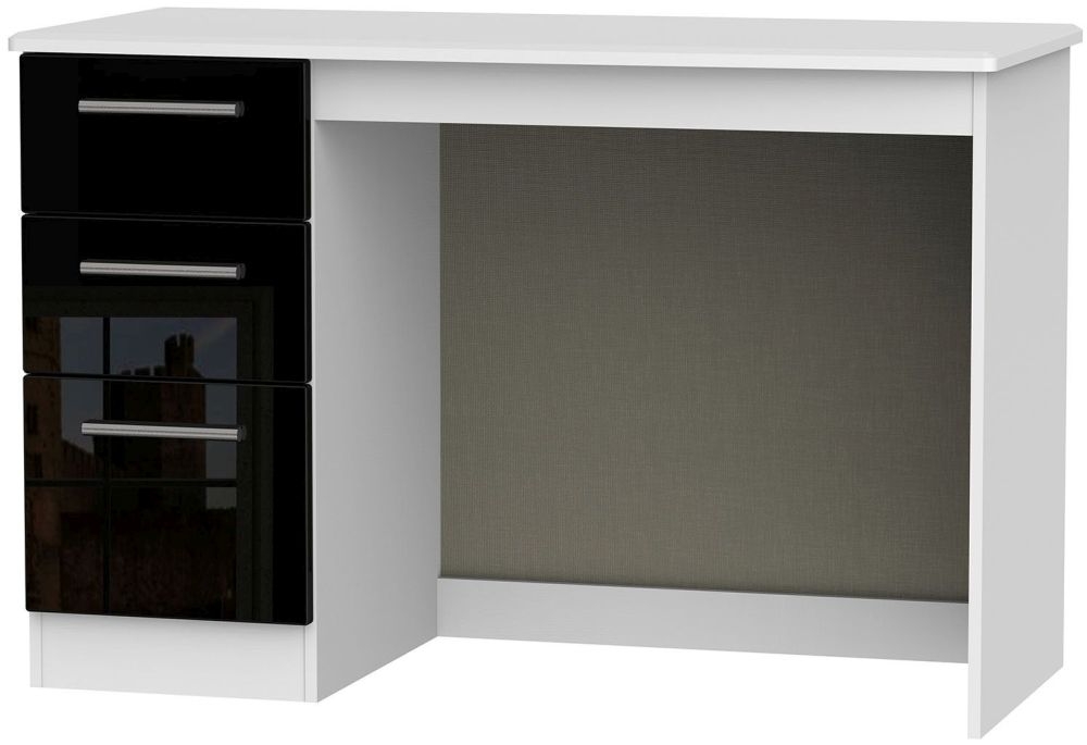 Knightsbridge Desk - 3 Drawer - Black Gloss and White