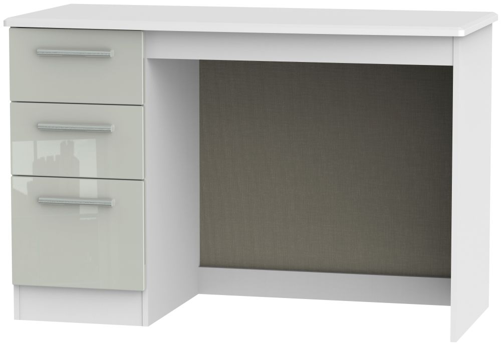 Knightsbridge Desk - 3 Drawer - Cashmere Gloss and White
