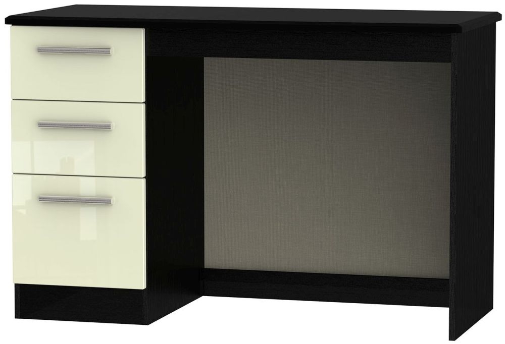 Knightsbridge Desk - 3 Drawer - Cream Gloss and Black