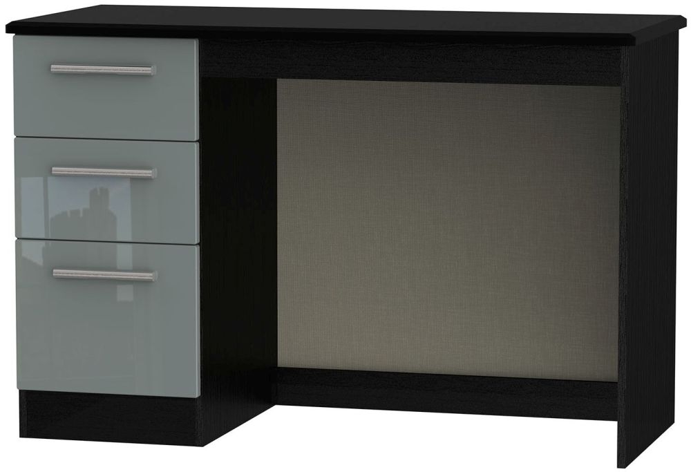 Knightsbridge Desk - 3 Drawer - Grey Gloss and Black