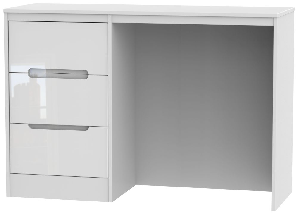 Monaco Desk - 3 Drawer - White Gloss