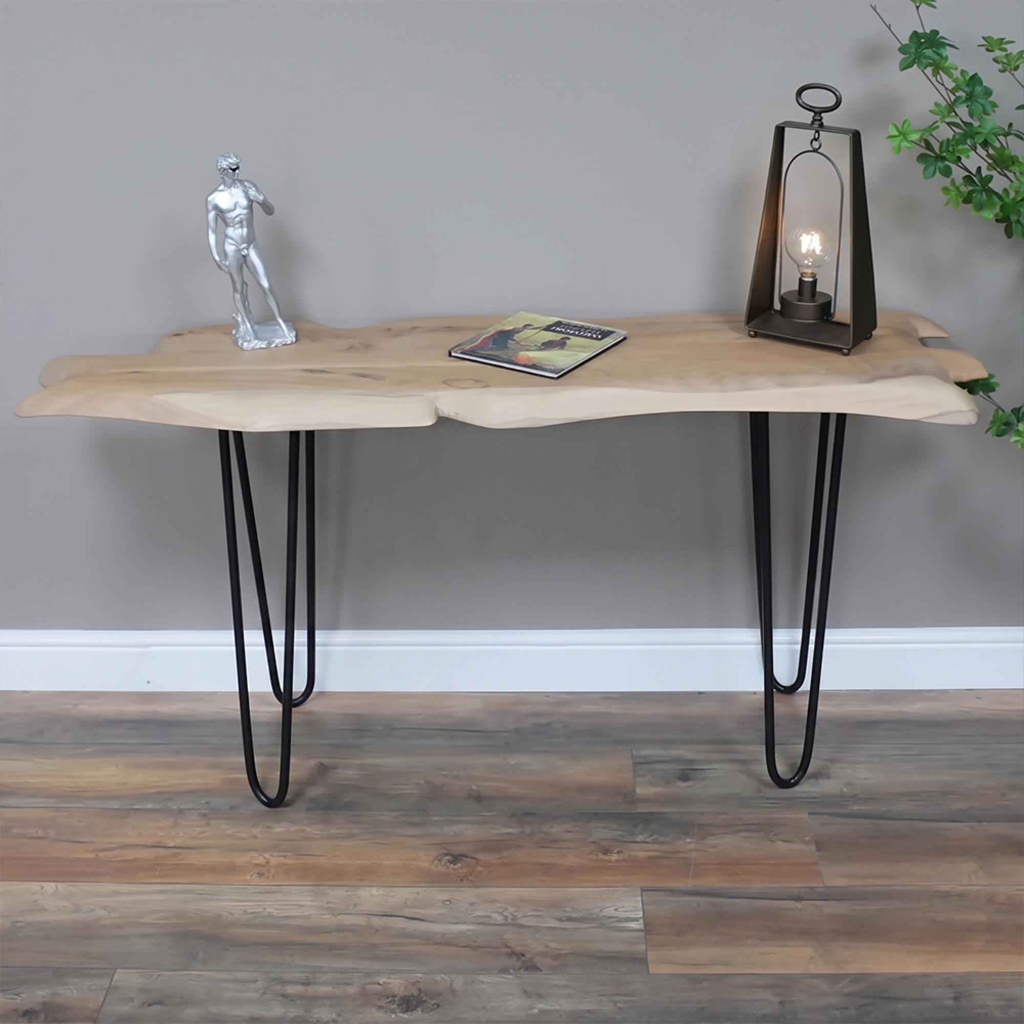 Office Desk - Live Edge - Hairpin Leg - Natural and Black - Acacia Wood and Metal