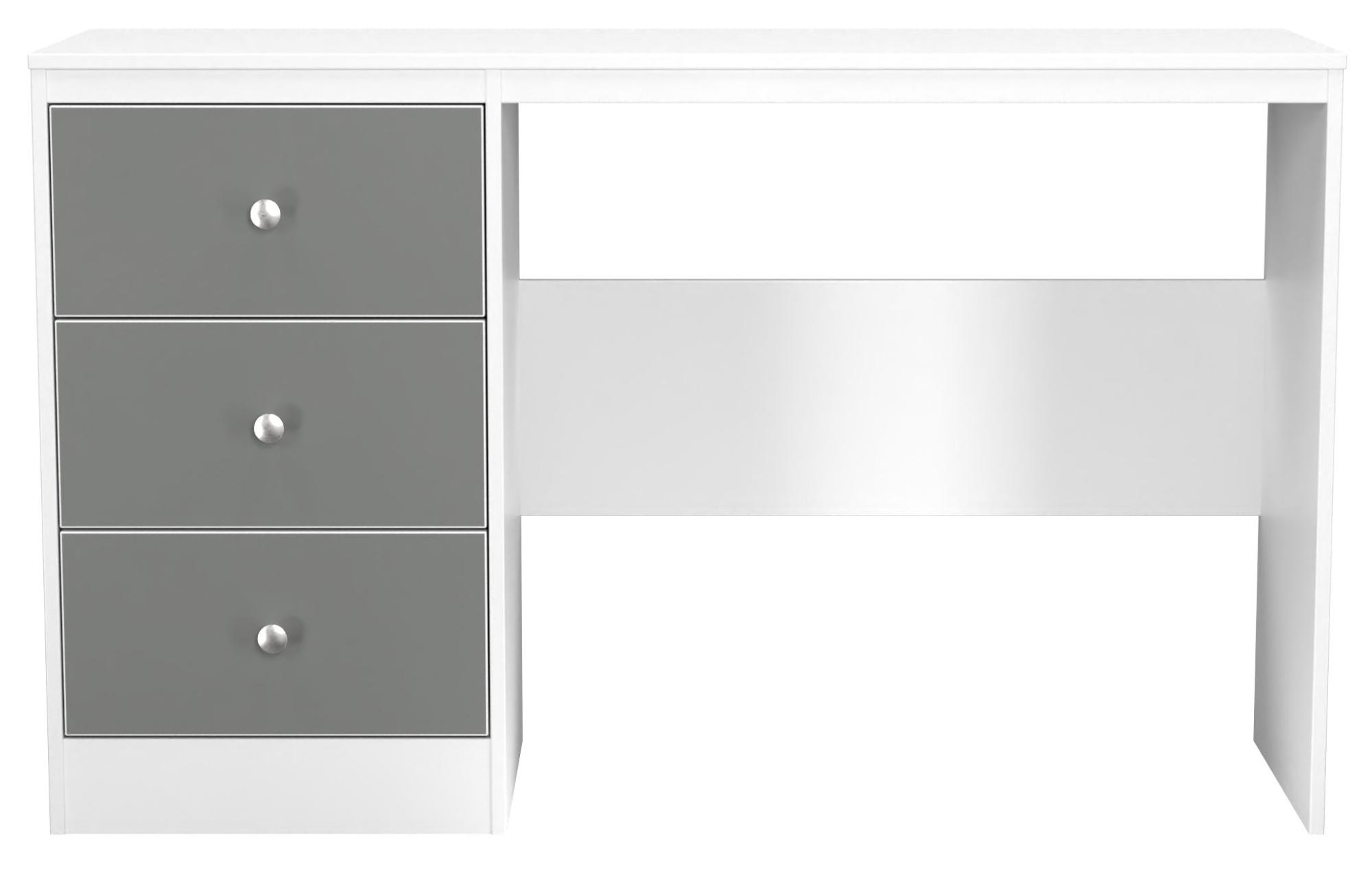 Padstow Desk - 3 Drawer - Grey and White Matt
