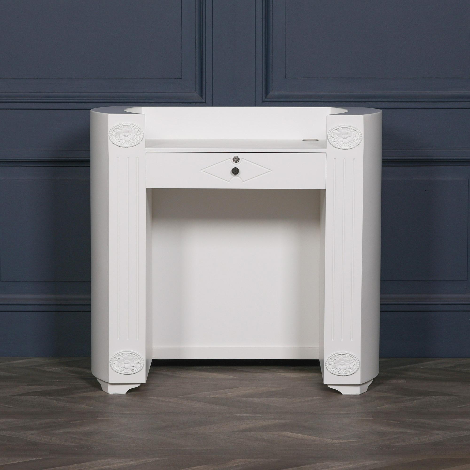Reception Desk - White - 1 Drawer - Curved