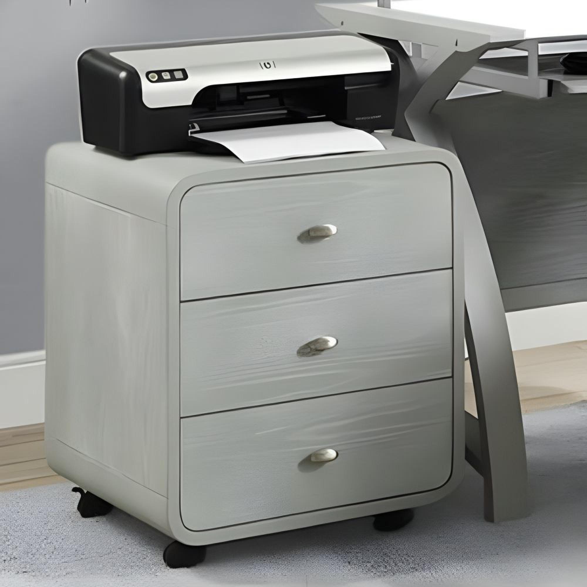 Curve Pedestal - Grey - 3 Drawer - PC201 3DR