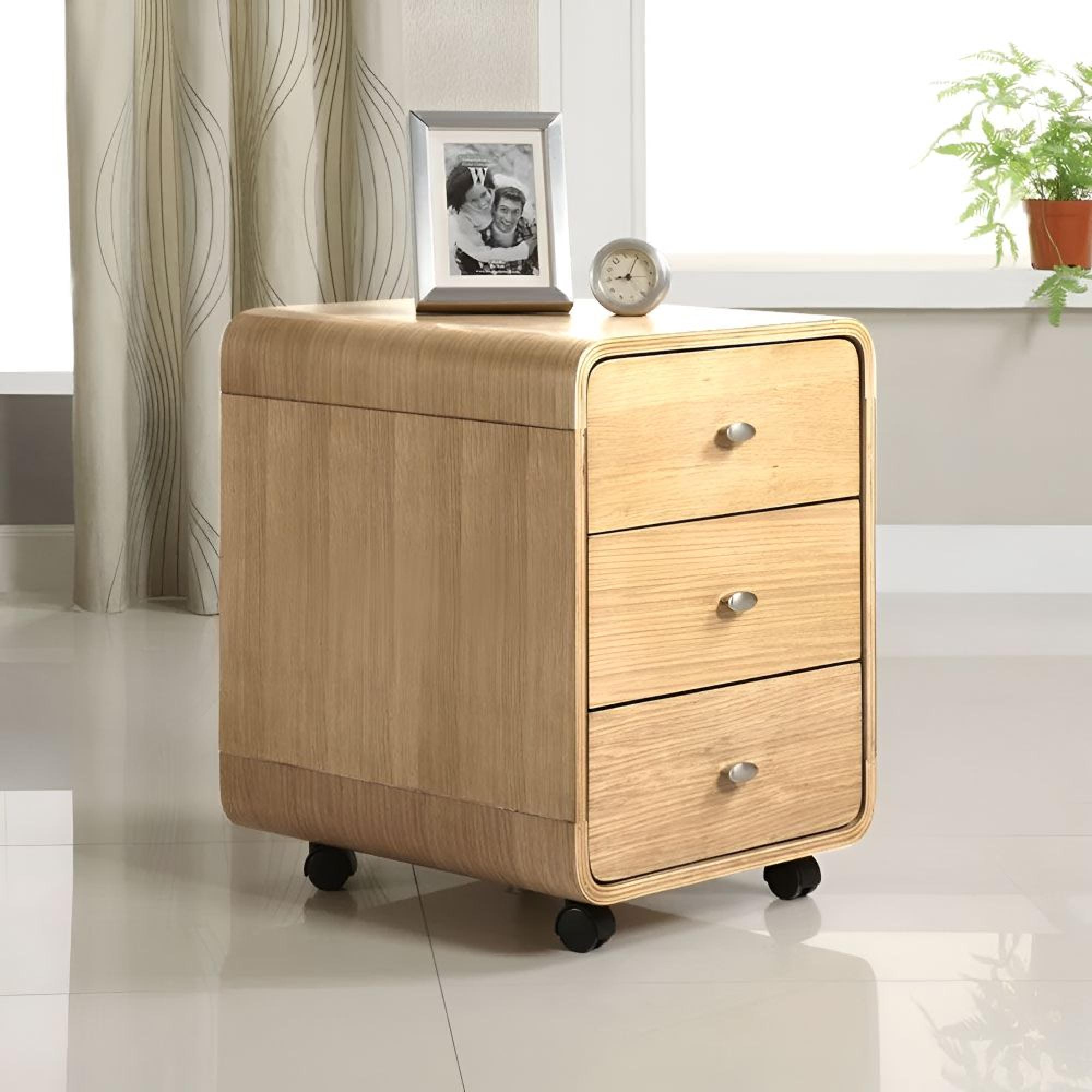 Curve 3 Drawer Pedestal - Oak - PC201 3DR