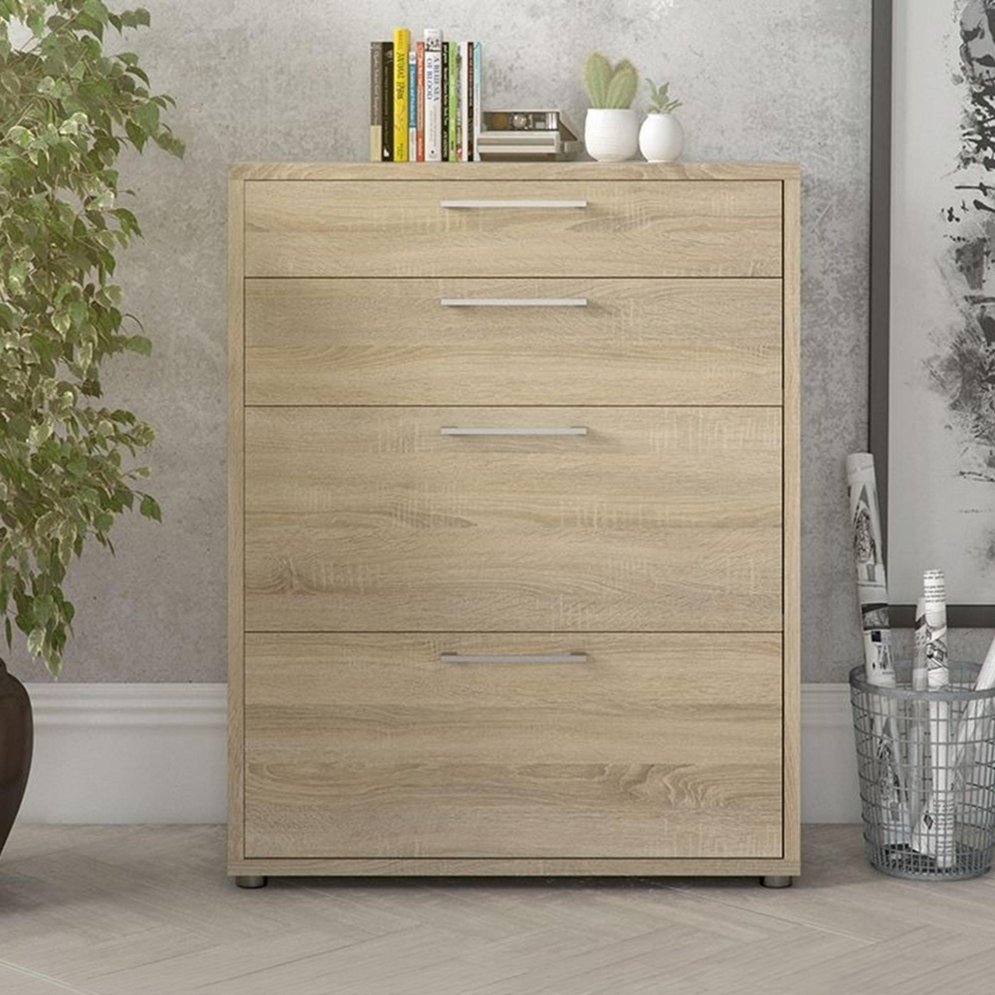 Prima Office Storage Cabinet - 4 Drawer - Oak