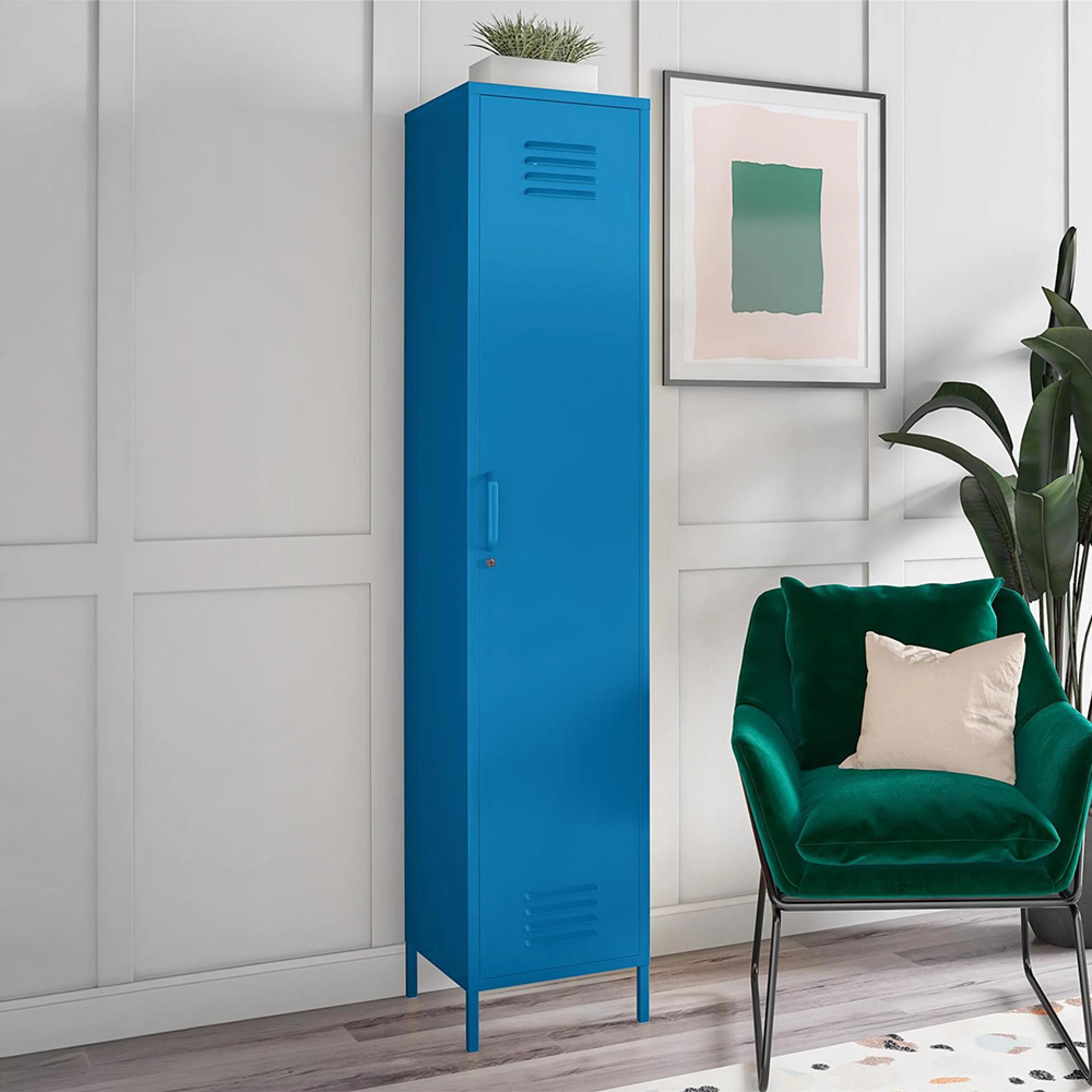 Novogratz Cache Tall Locker Storage Cabinet - Blue - 5244810COMNUK