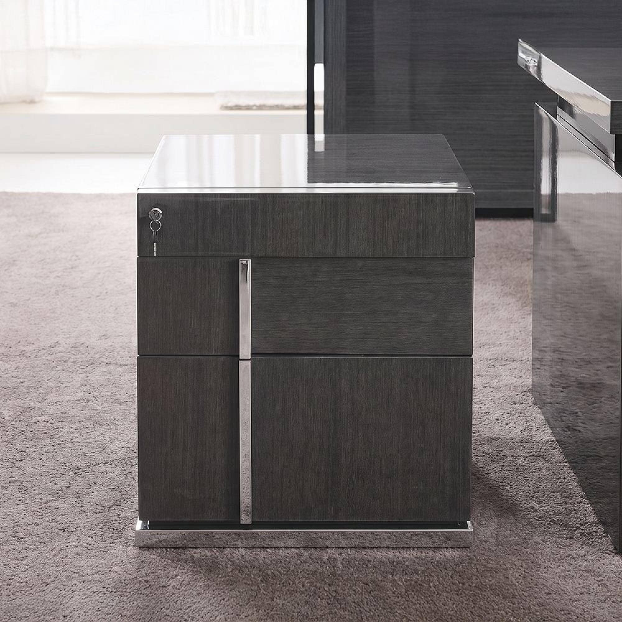 Montecarlo Lockable Filling Cabinet - 2 Drawer - Left - Grey Koto High Gloss