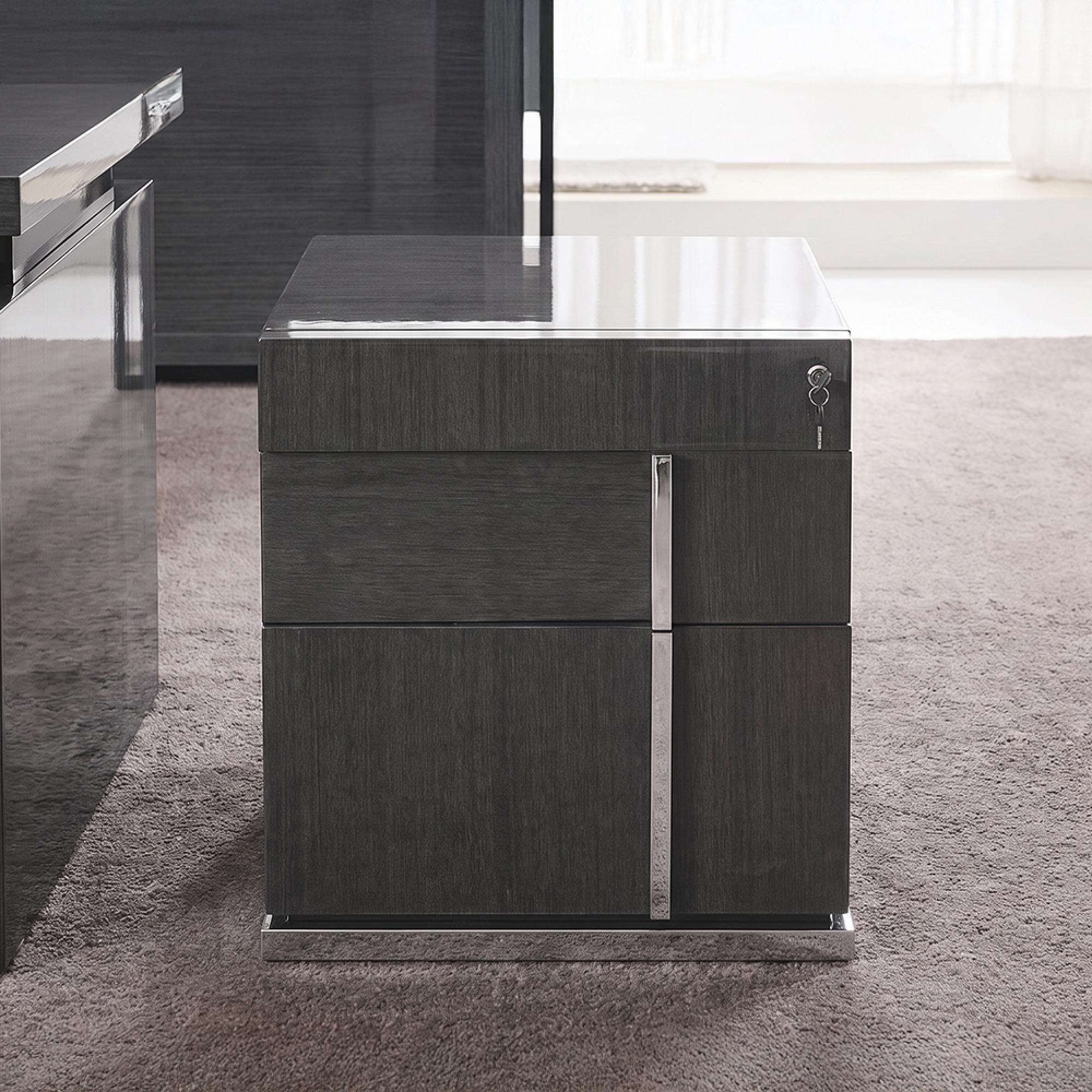 Montecarlo Lockable Filling Cabinet - 2 Drawer - Right - Grey Koto High Gloss