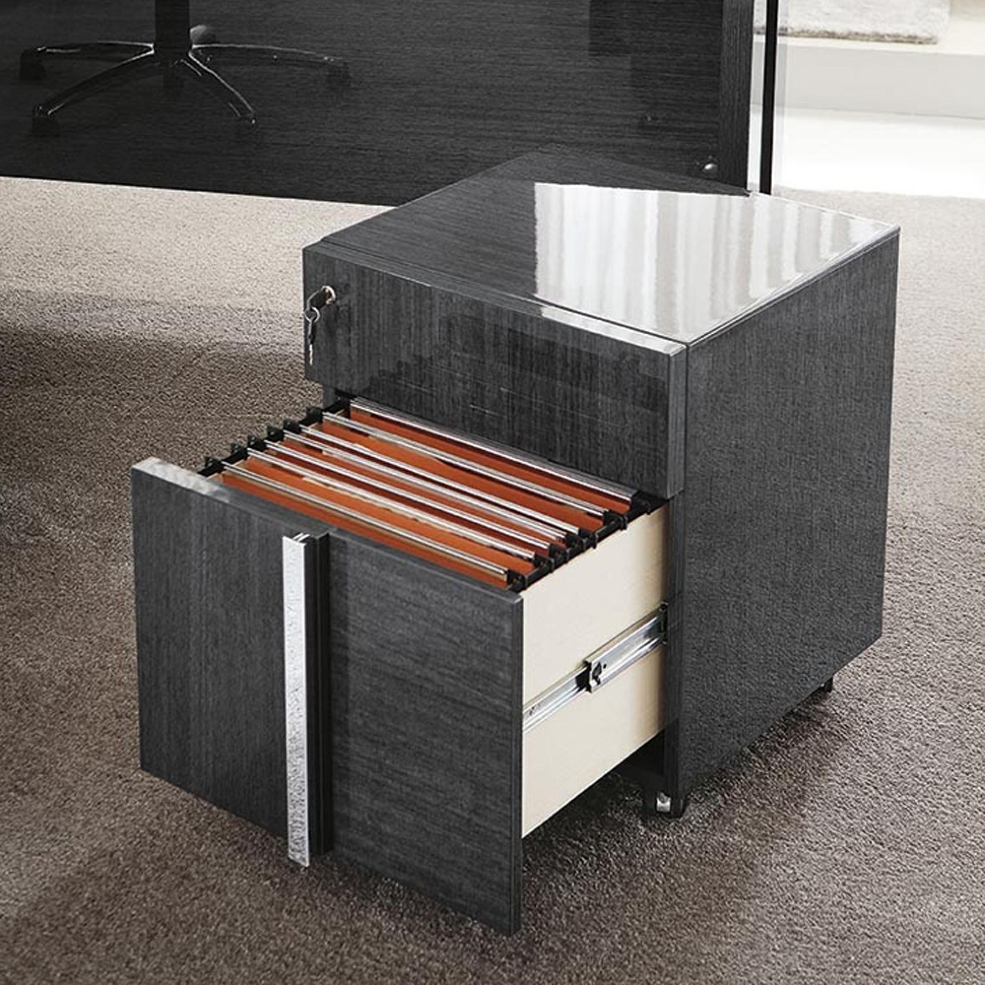 Montecarlo Lockable Filling Cabinet - 2 Drawer - on Wheels - Grey Koto High Gloss
