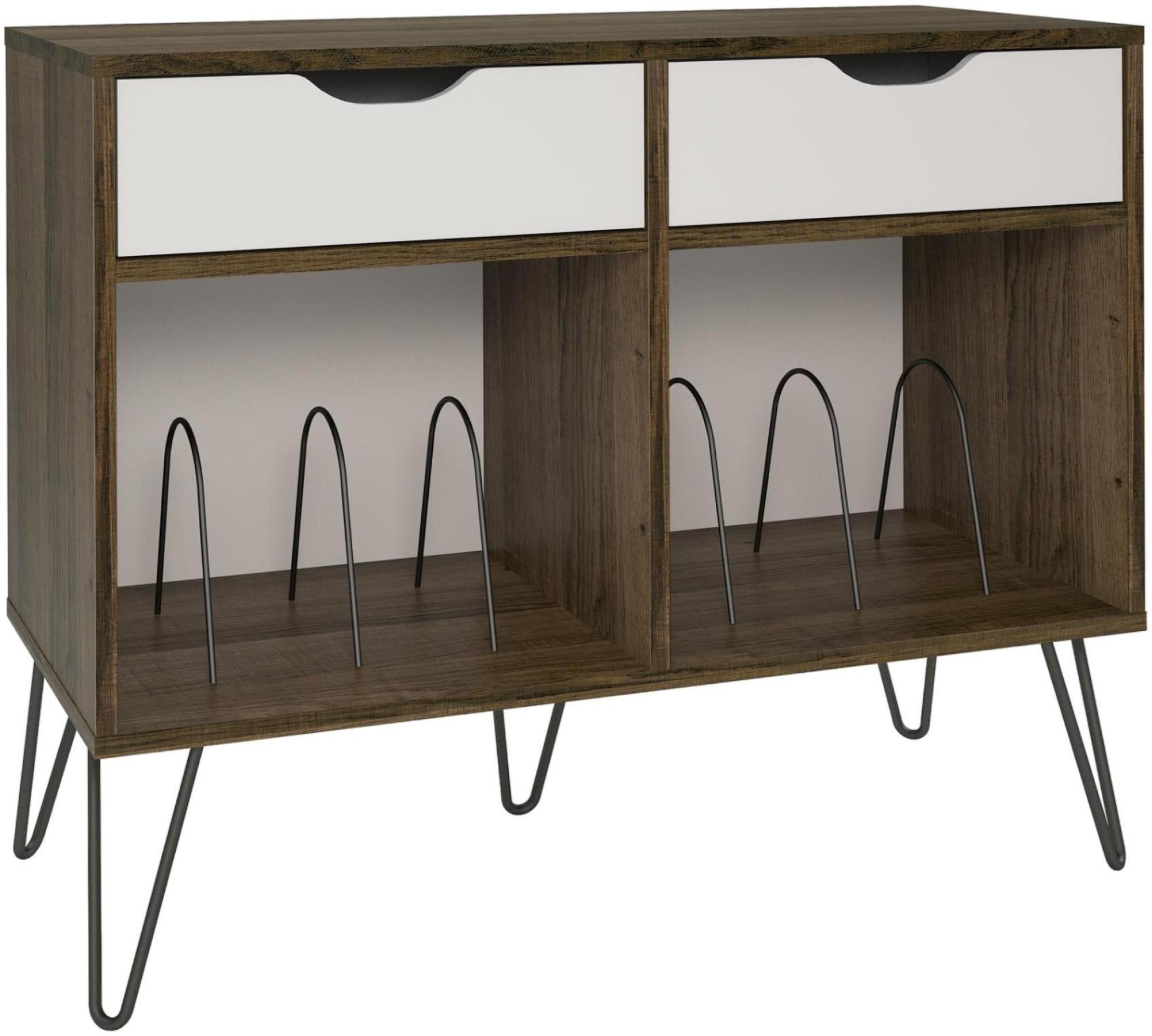 Novogratz Concord Turntable Stand with Drawers - Brown Oak - 1323322COMUK