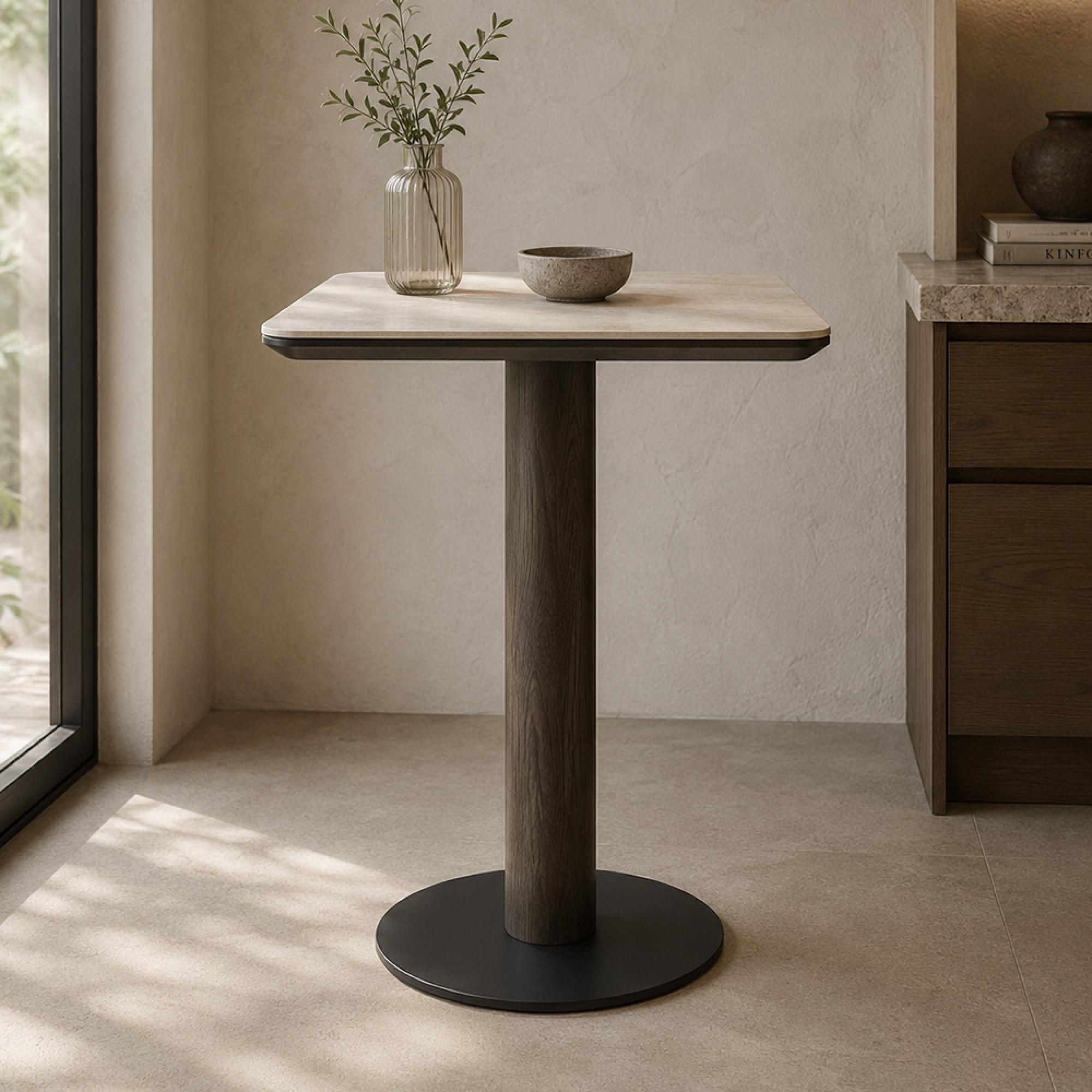 Ritz Bistro Table - Square - Brown - Ceramic and Metal