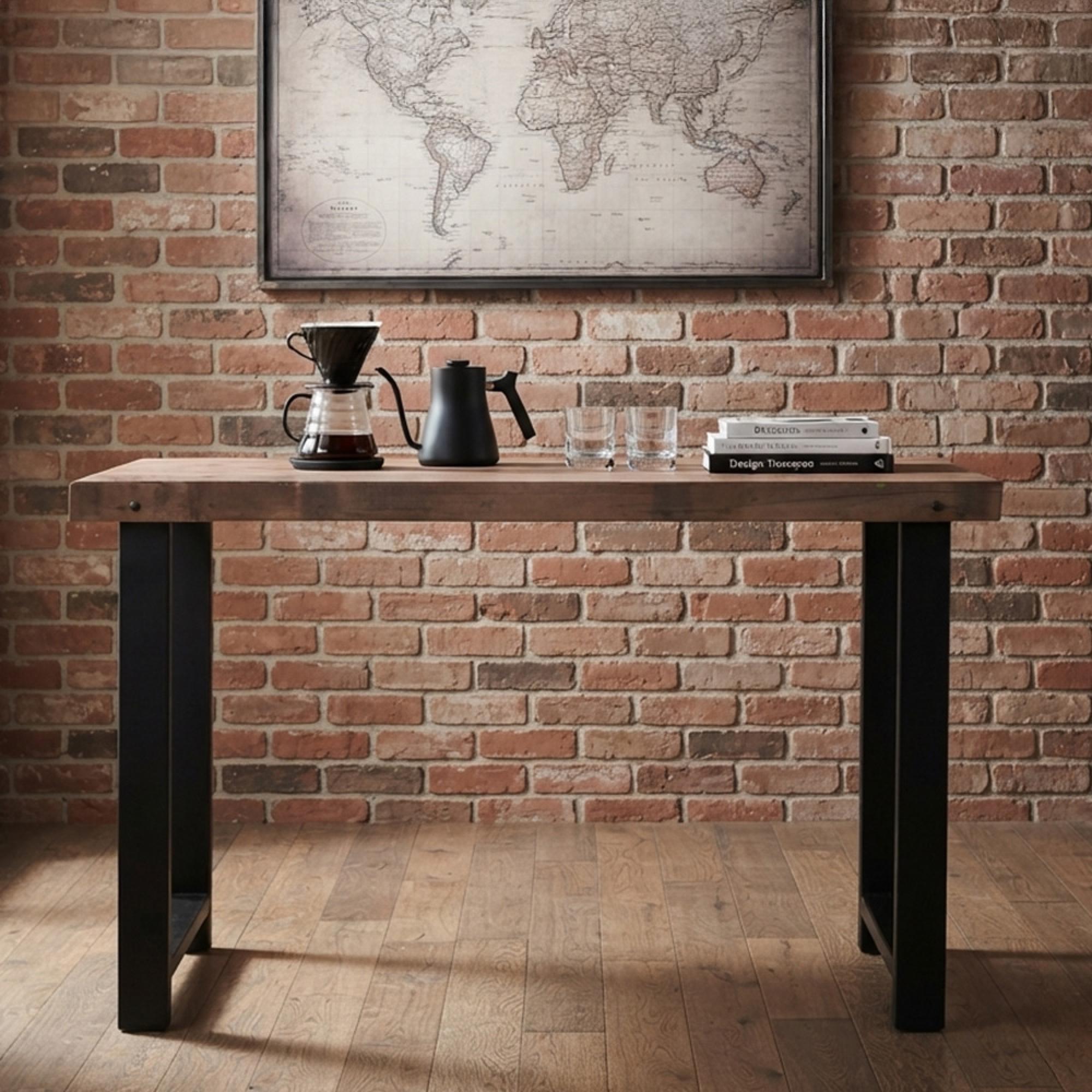 Bassano Bar Table - Natural and Black - Recycled Wood and Metal