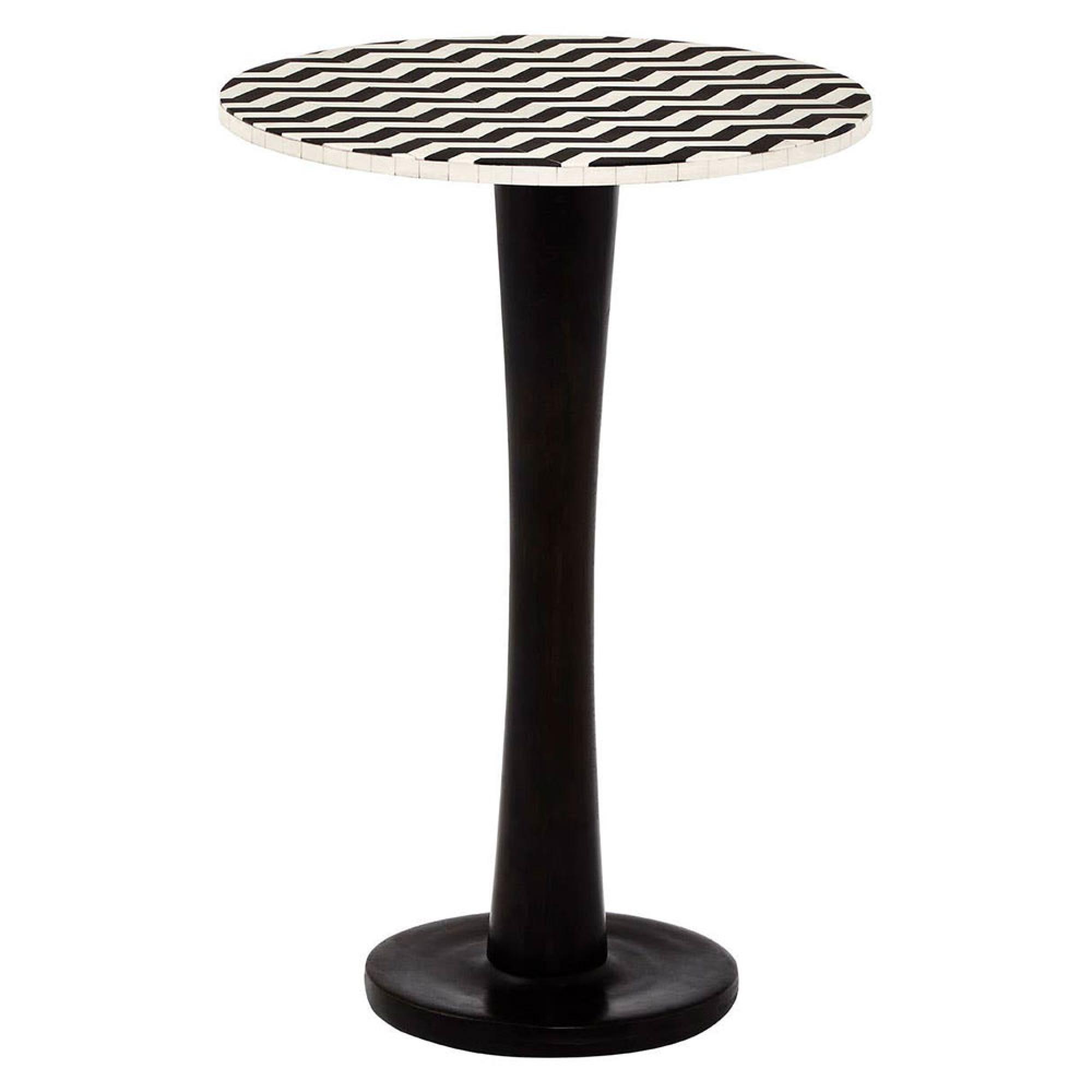 Artisan Bar Table - Round - Black and White Striped
