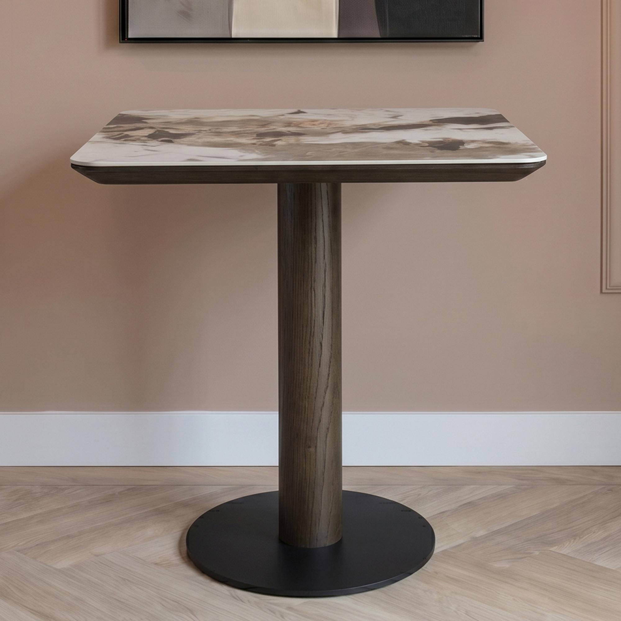 Langford Bistro Table - Square - Brown - Ceramic and Oak