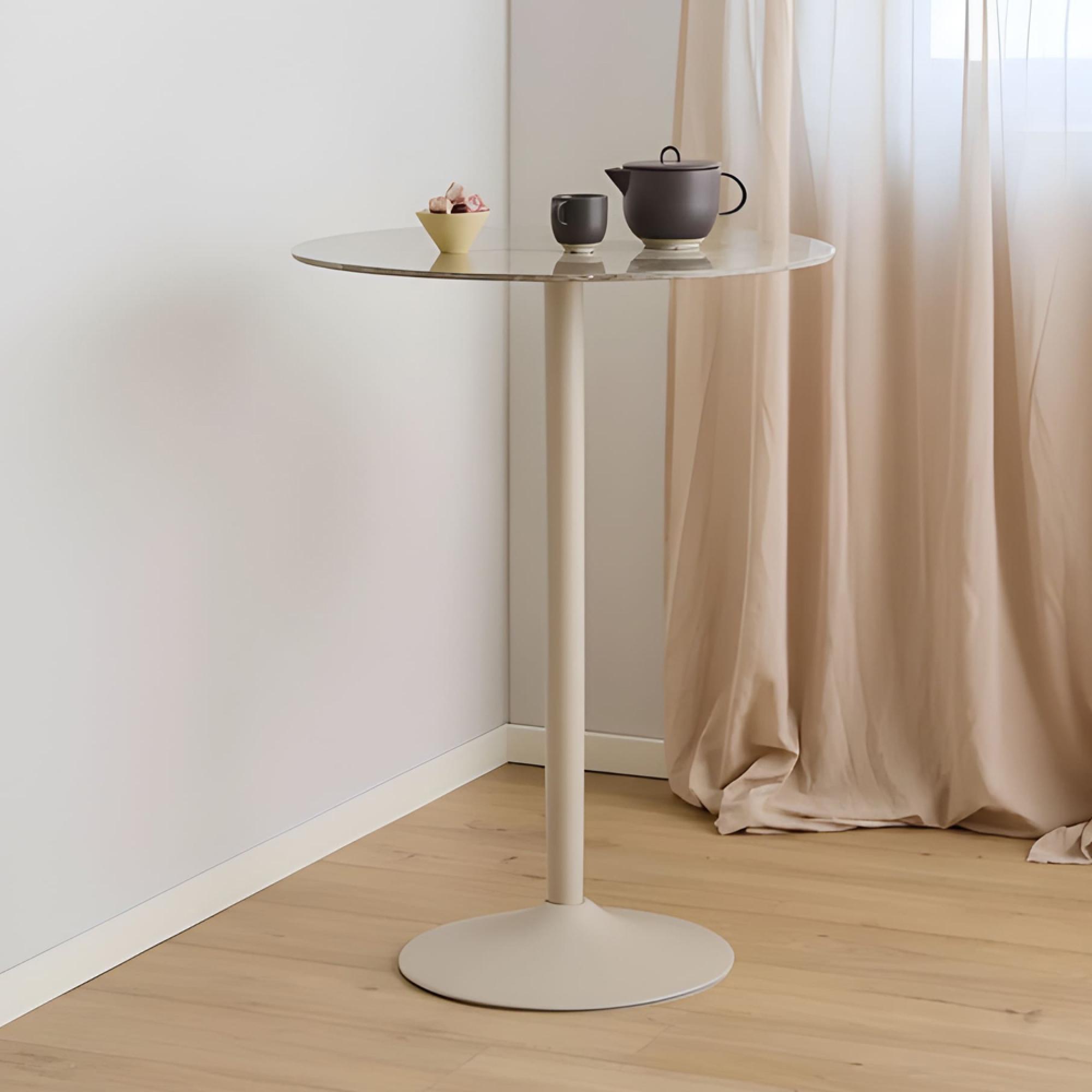 Malta Bar Table - Round - Brown Ceramic