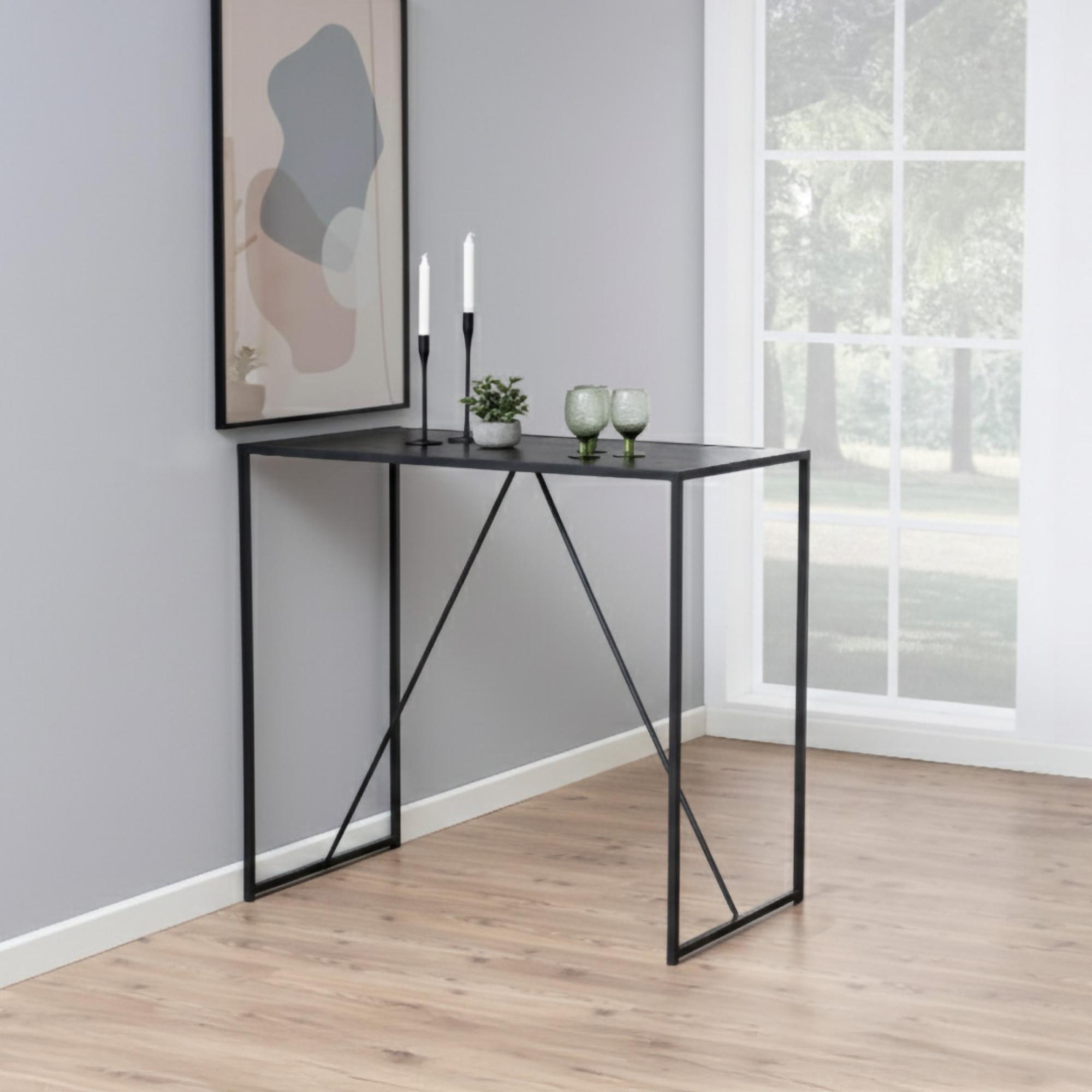 Seaford Bar Table - Black Melamine and Metal