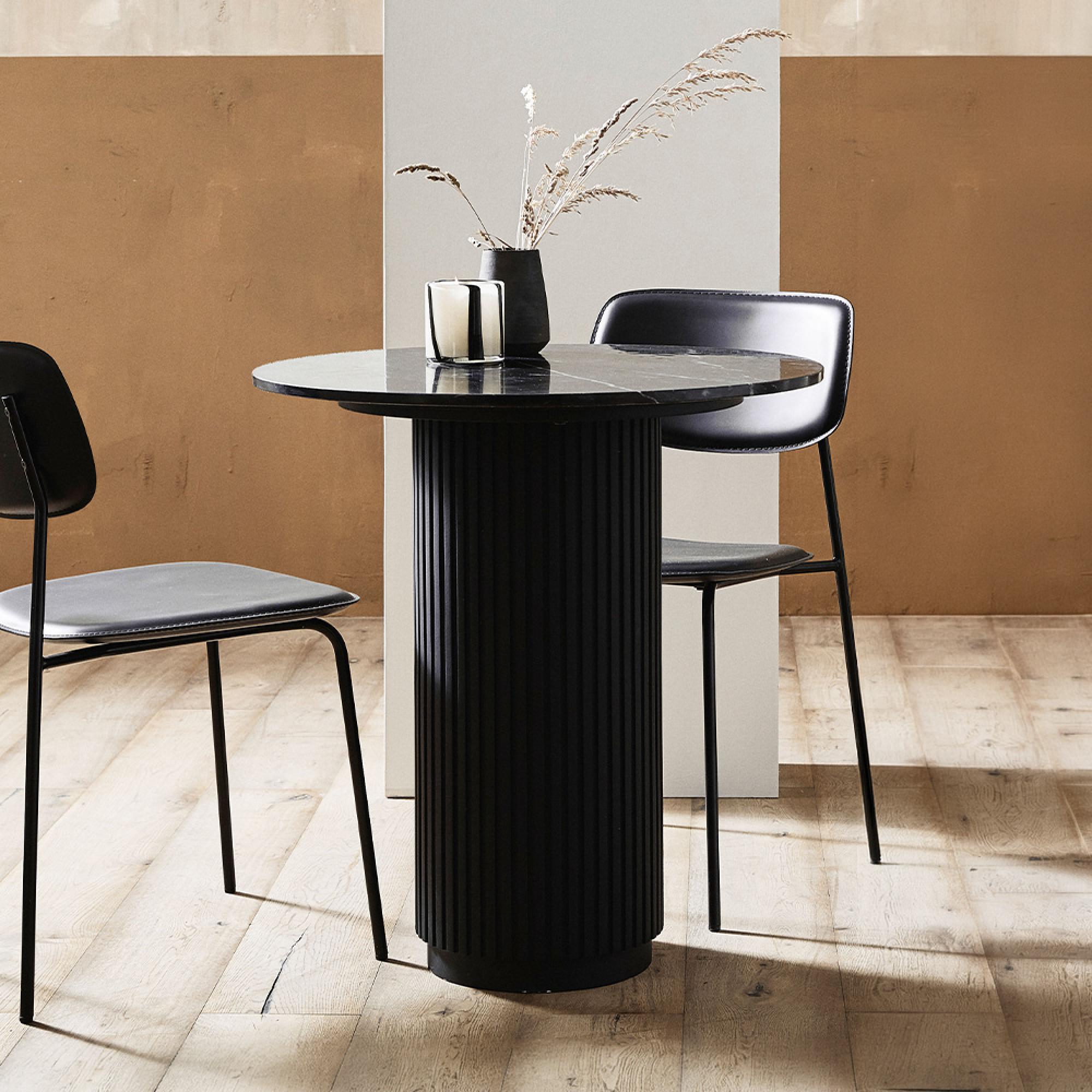 Erie Cafe Table - Round - Black Marble