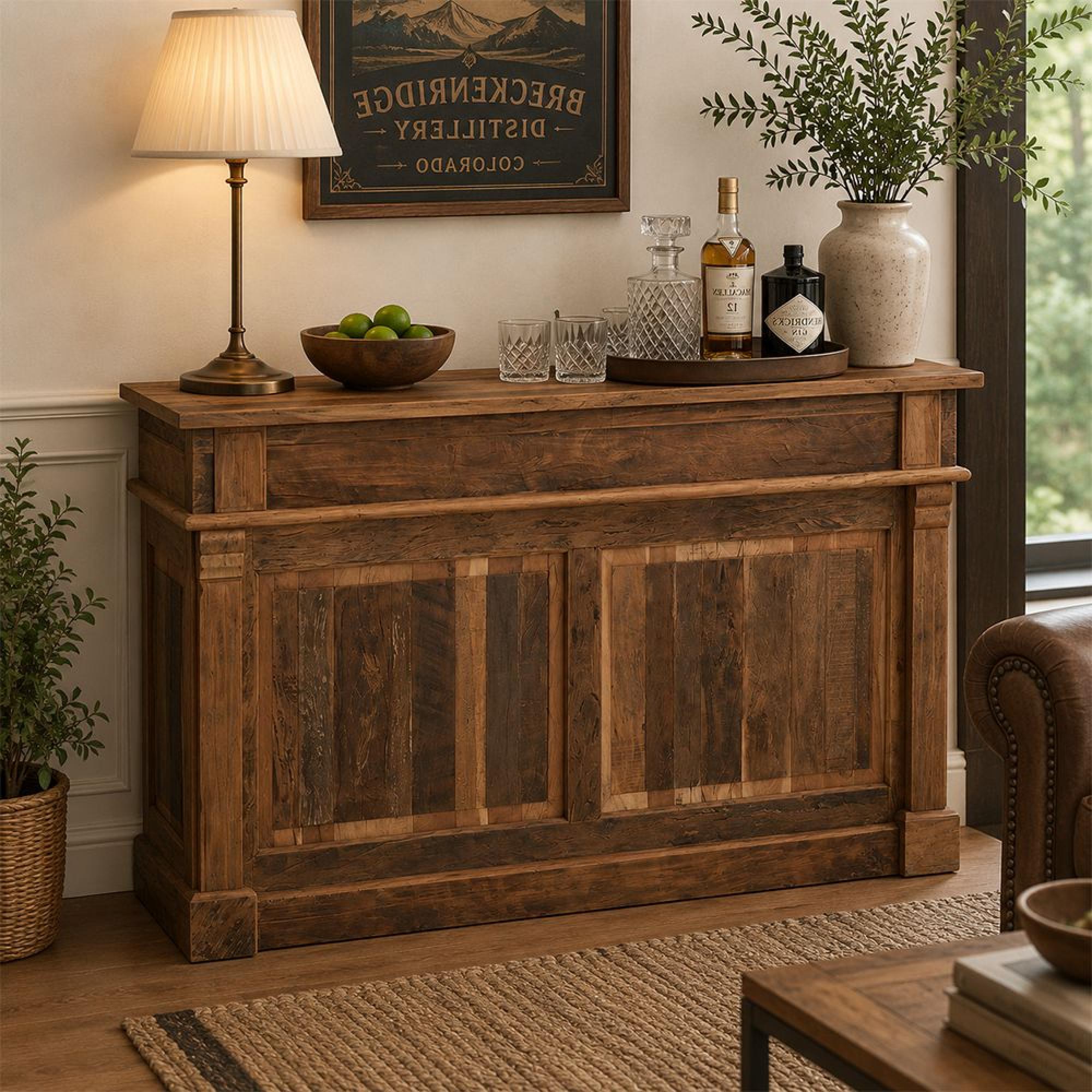 Bar Cabinet - 2 Drawer - Natural - Recycled Sleeper Wood