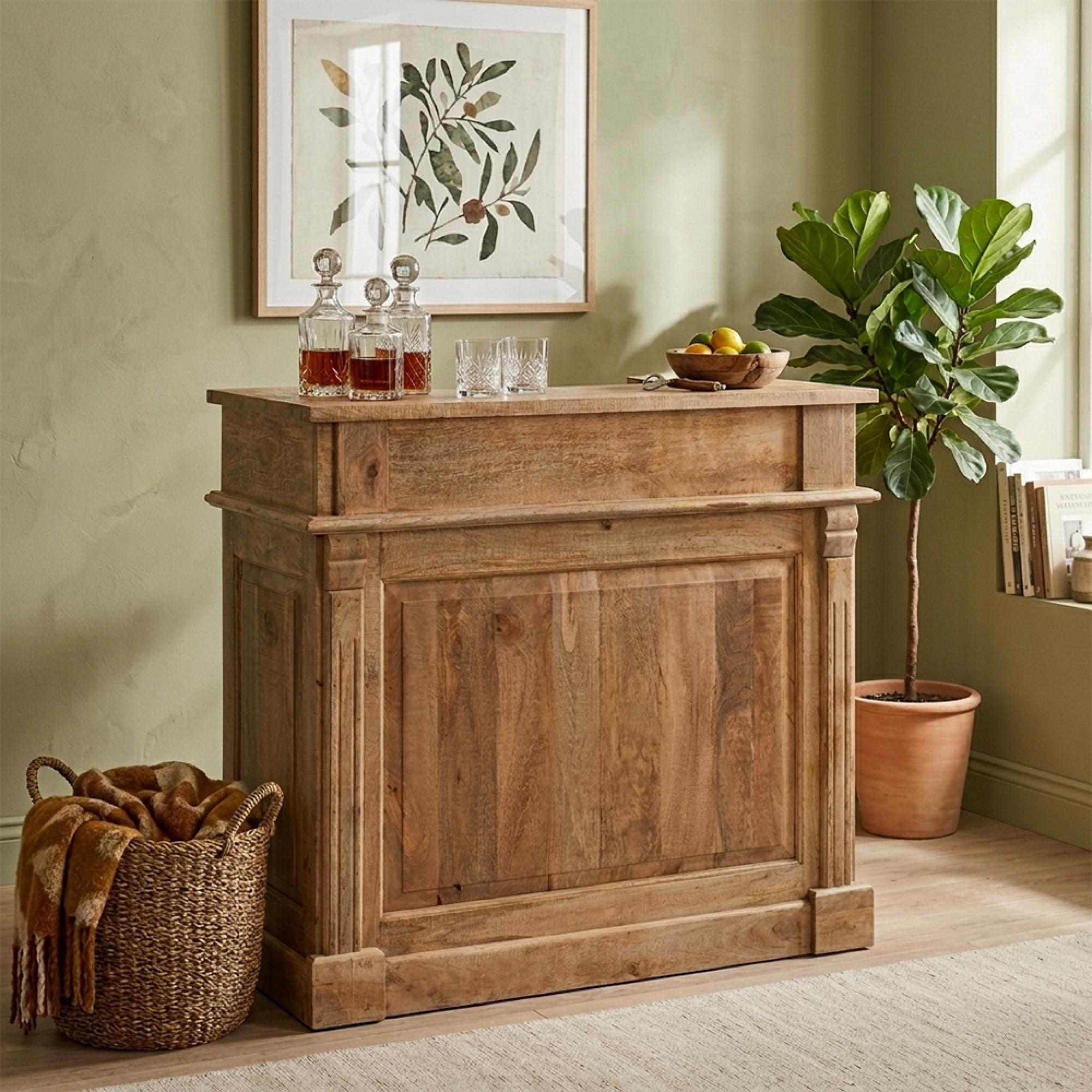 Bar Cabinet - 2 Drawer - Natural Wood