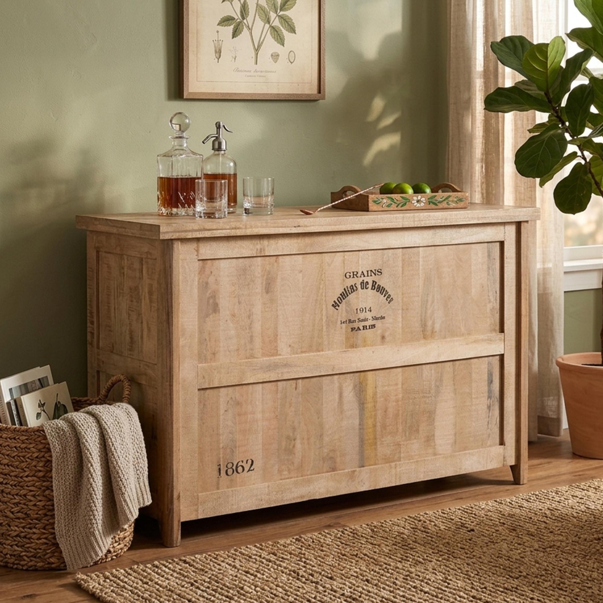 Bar Cabinet - 3 Drawer - Natural Wood