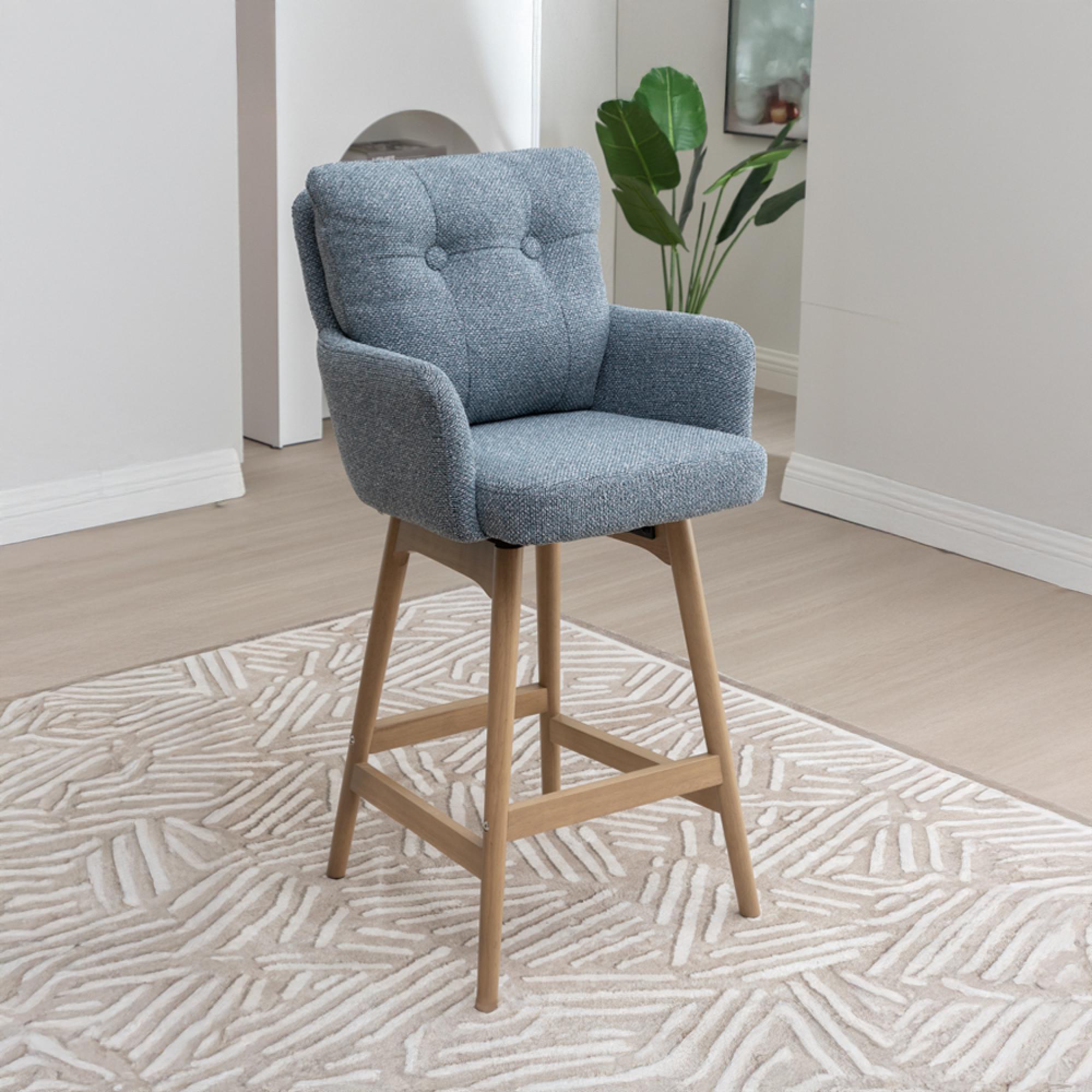 Cotswold Counter Stool - Set of 2 - Storm Teal - Fabric and Wood