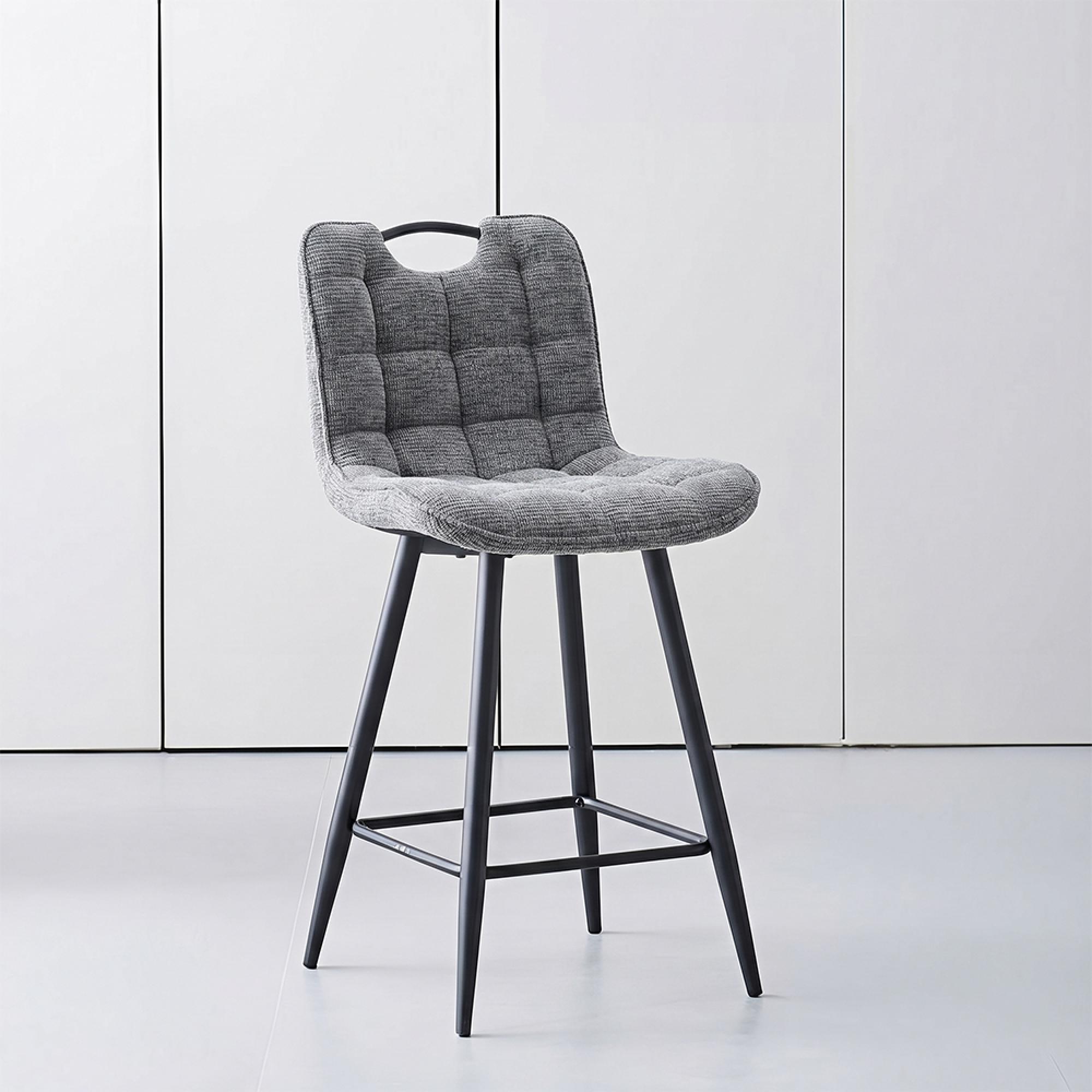 Symphony Counter Stool - Set of 2 - Dark Grey and Black - Fabric and Metal