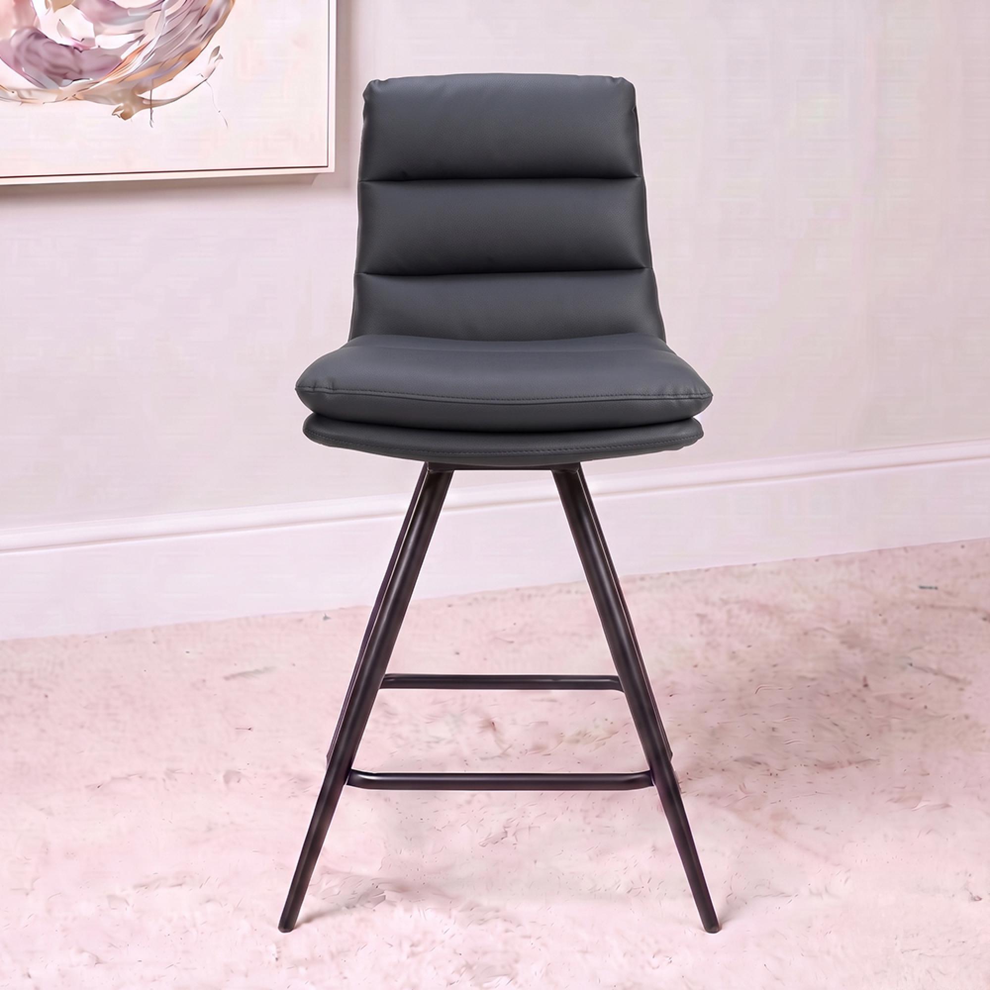 Nobo Swivel Bar Stool - Set of 2 - Black - Faux Leather