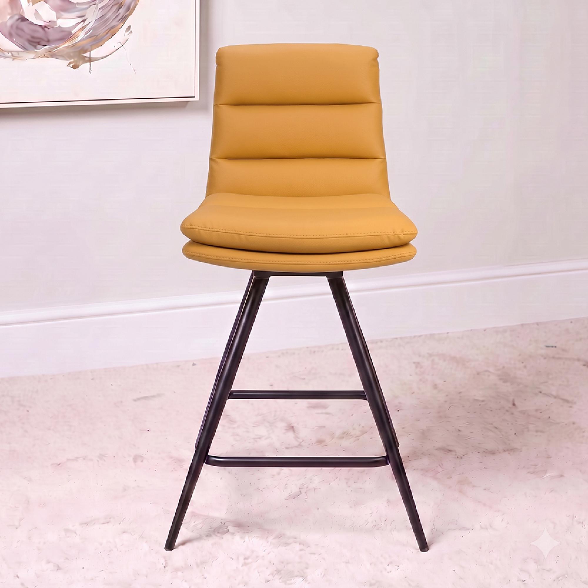 Nobo Swivel Bar Stool - Set of 2 - Ochre - Faux Leather