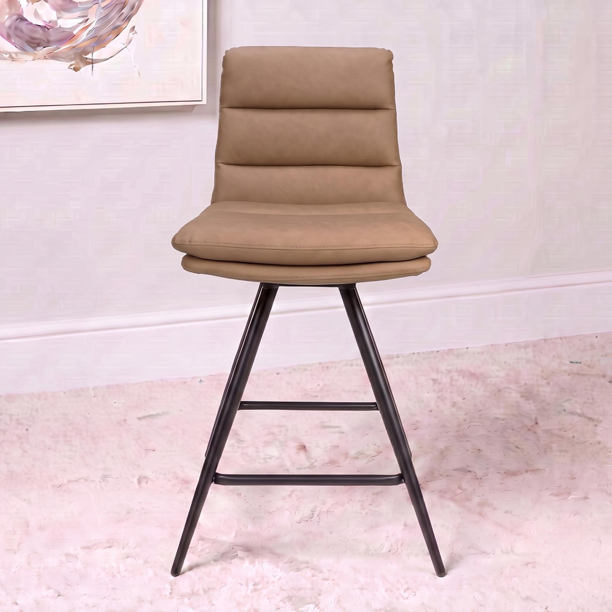 Nobo Swivel Bar Stool - Set of 2 - Tan - Faux Leather