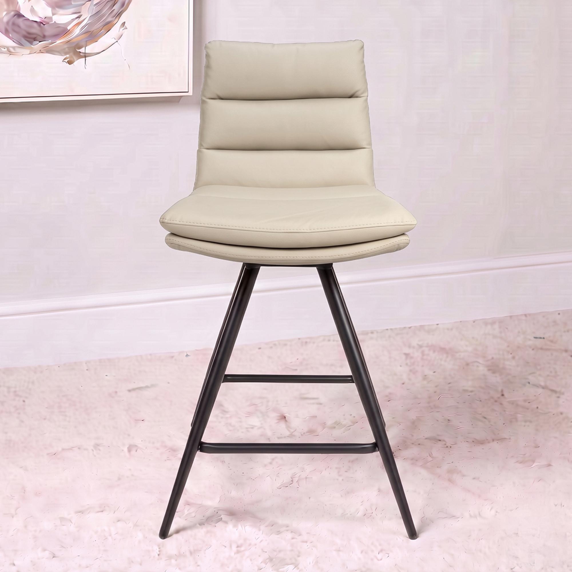 Nobo Swivel Bar Stool - Set of 2 - Taupe - Faux Leather