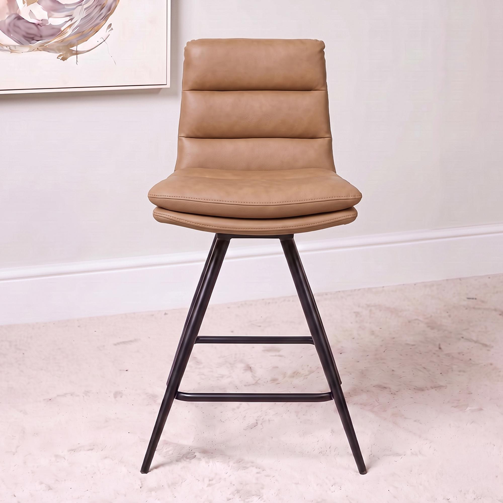 Nobo Swivel Counter Stool - Set of 2 - Tan - Faux Leather