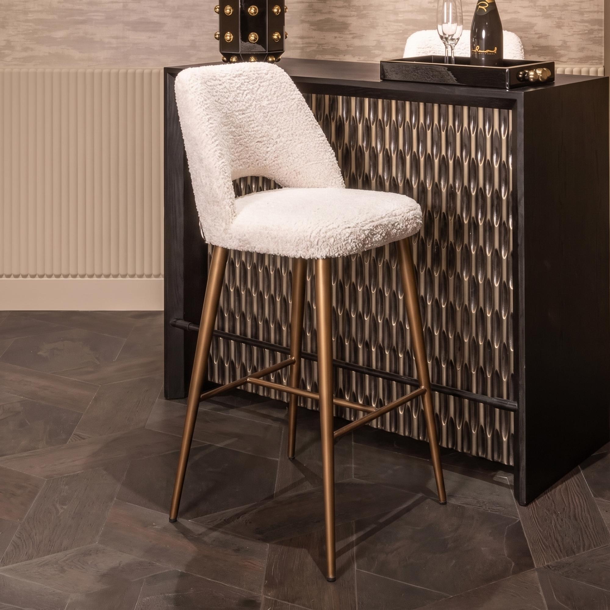 Delphine Cream Fabric Barstool with Back
